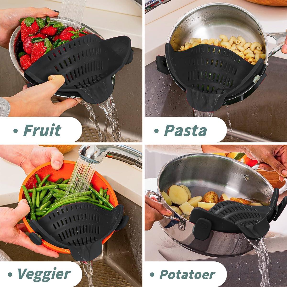 Colador Clip-On Starkitchen de Silicona Resistente al Calor - Negro