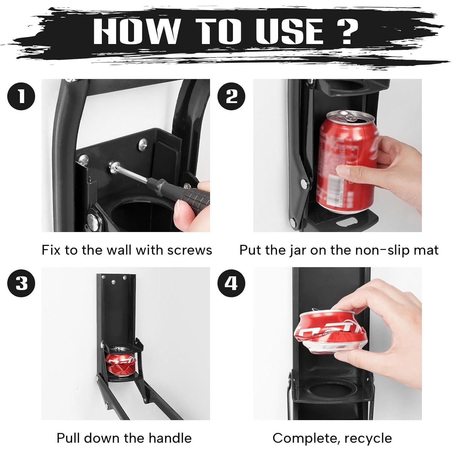 Trituradora de Latas GYE A1 Montada en Pared 0,47L Negra