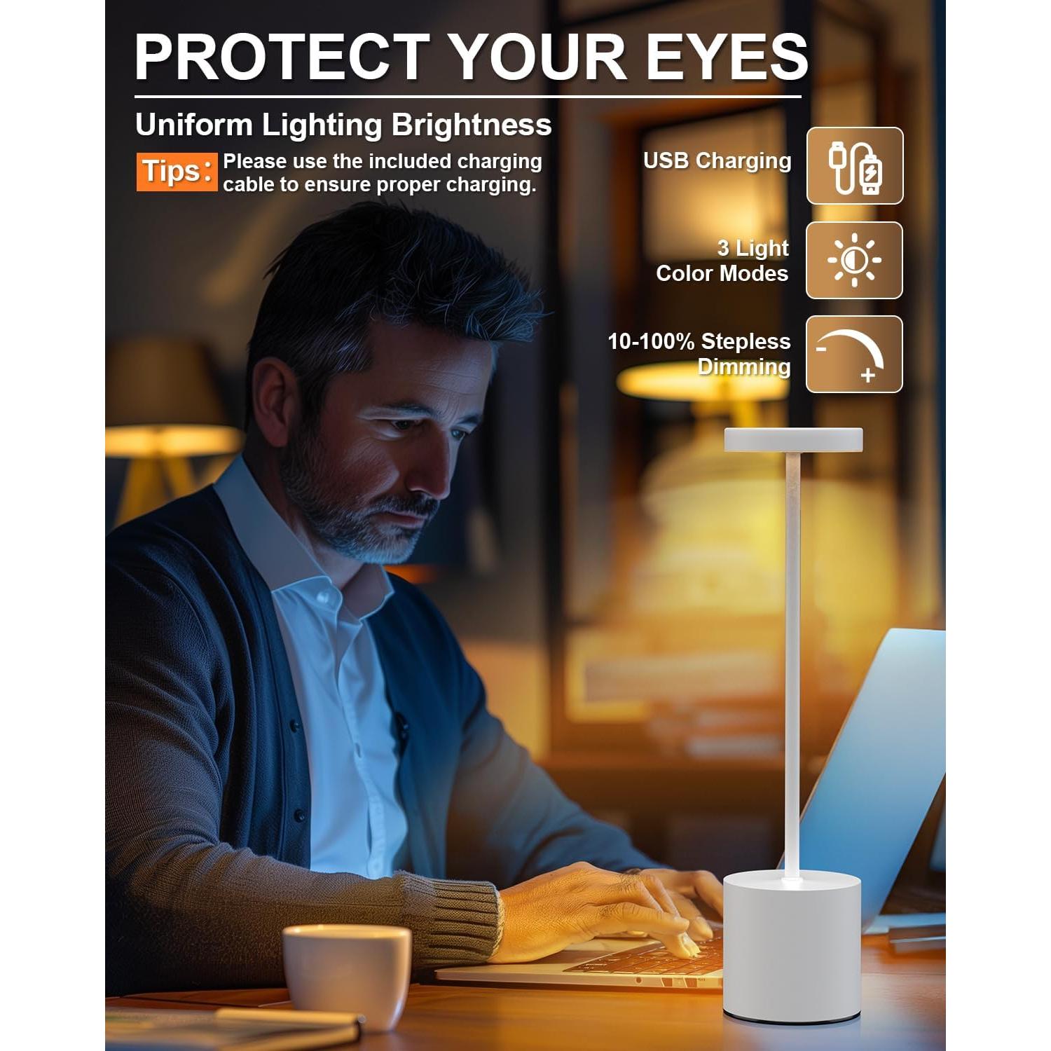 Juego de 2 Lámparas de Mesa LED Portátiles Swinerton 34cm