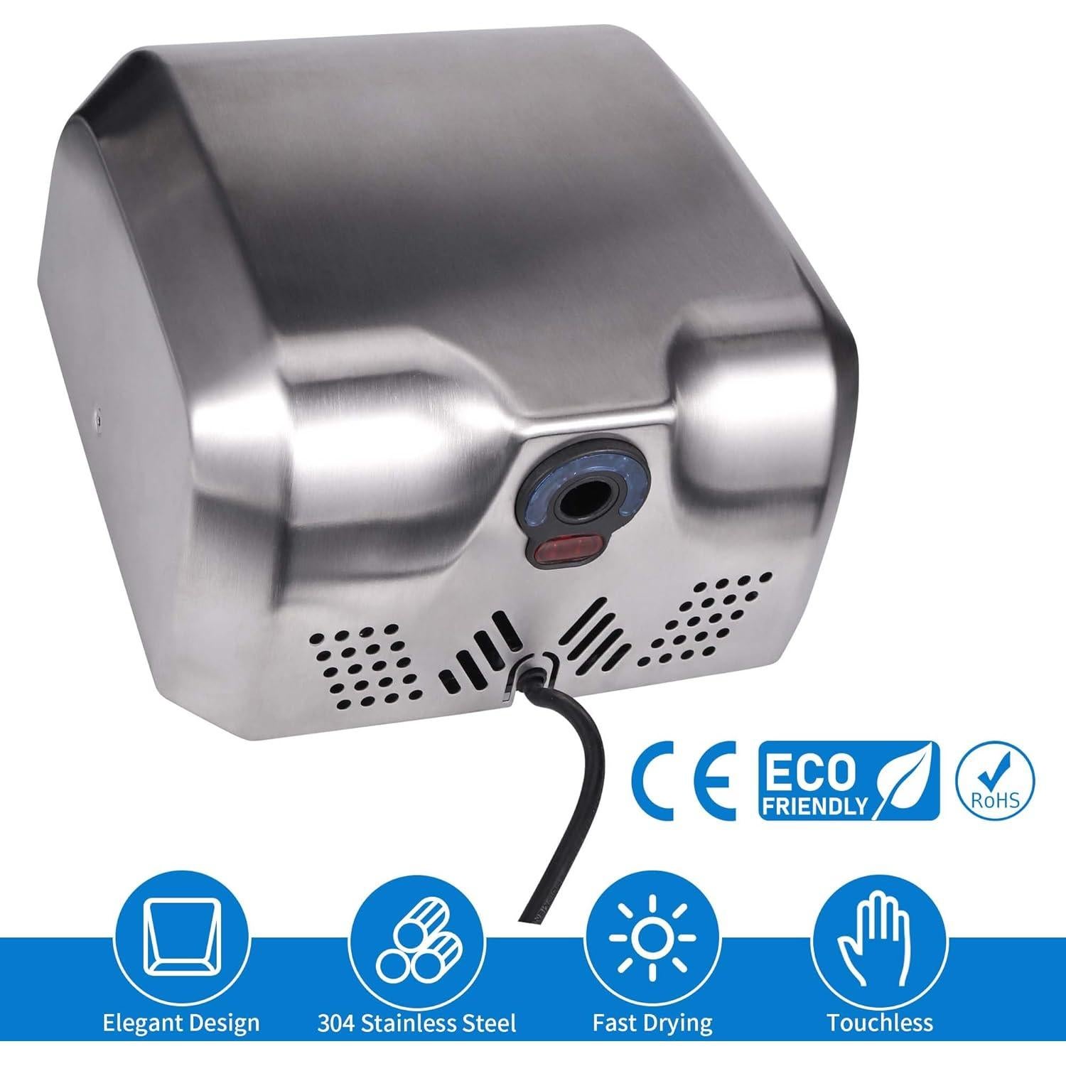 Secador de Manos Automático Goetland 1800W Acero Inoxidable Pack 2