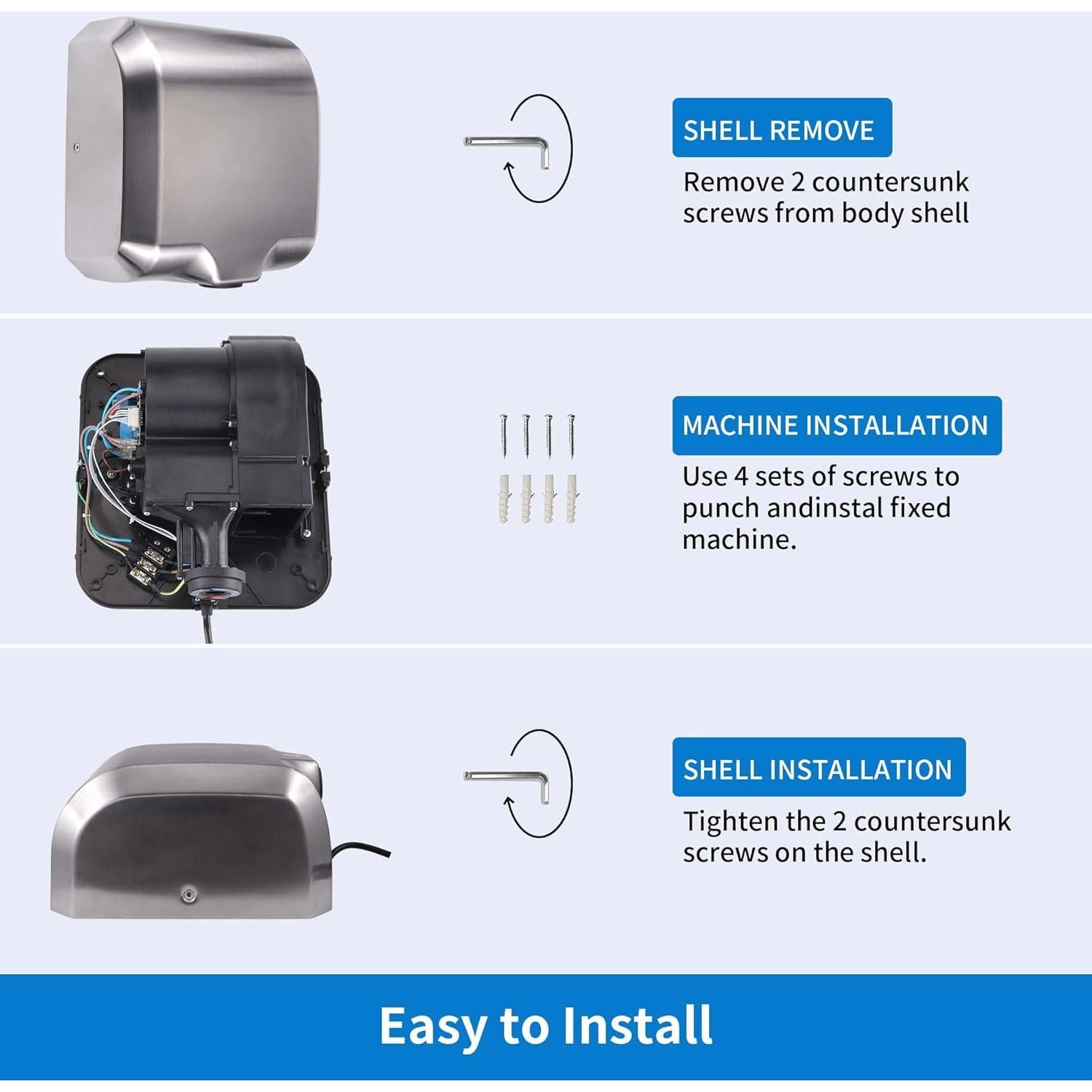 Secador de Manos Automático Goetland 1800W Acero Inoxidable Pack 2