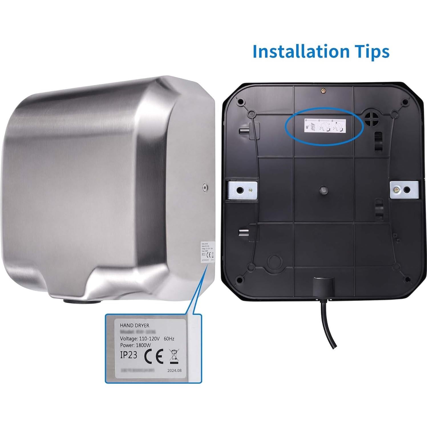 Secador de Manos Automático Goetland 1800W Acero Inoxidable Pack 2