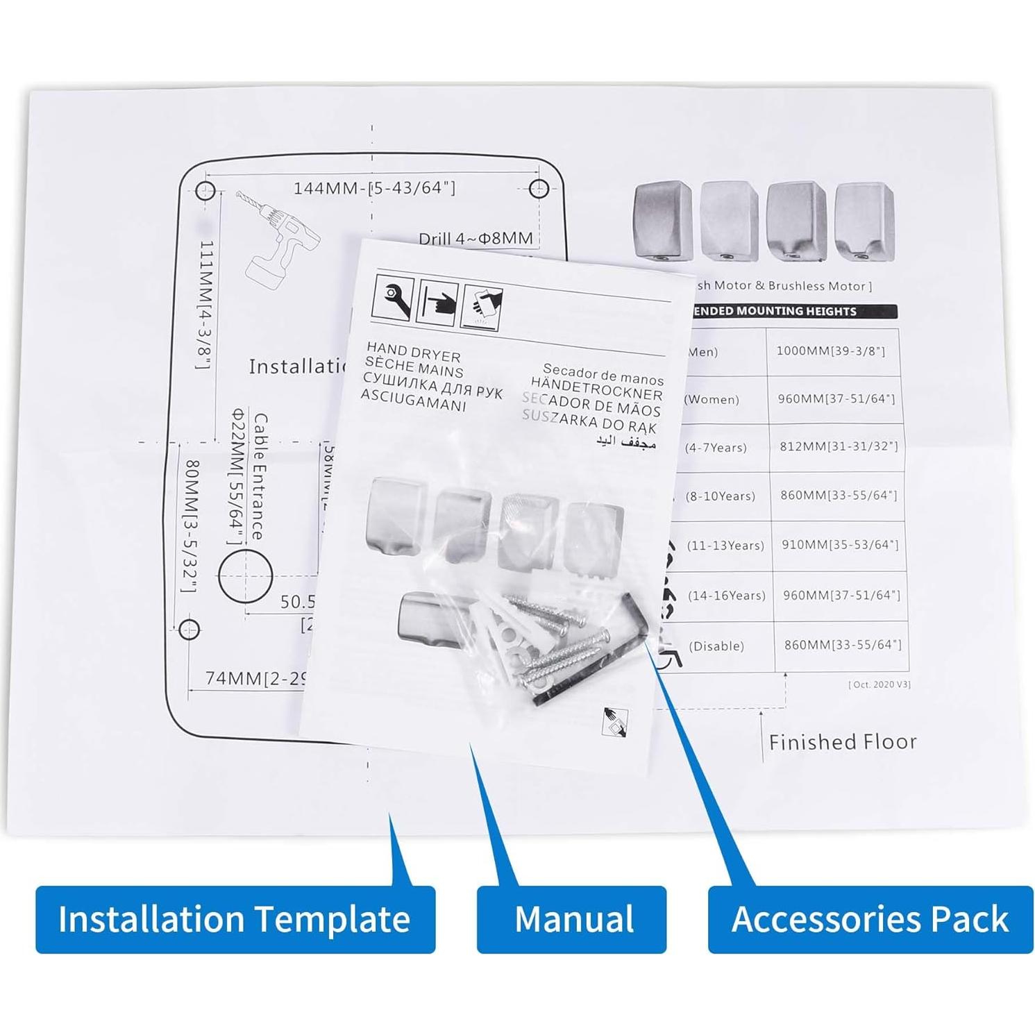 Secador de Manos Automático Goetland 1800W Acero Inoxidable Pack 2