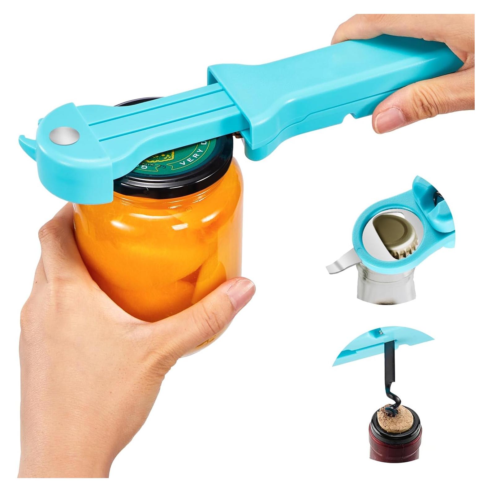 Abridor de Tarros y Botellas UYWLYCL 7 en 1 Ergonómico Cian