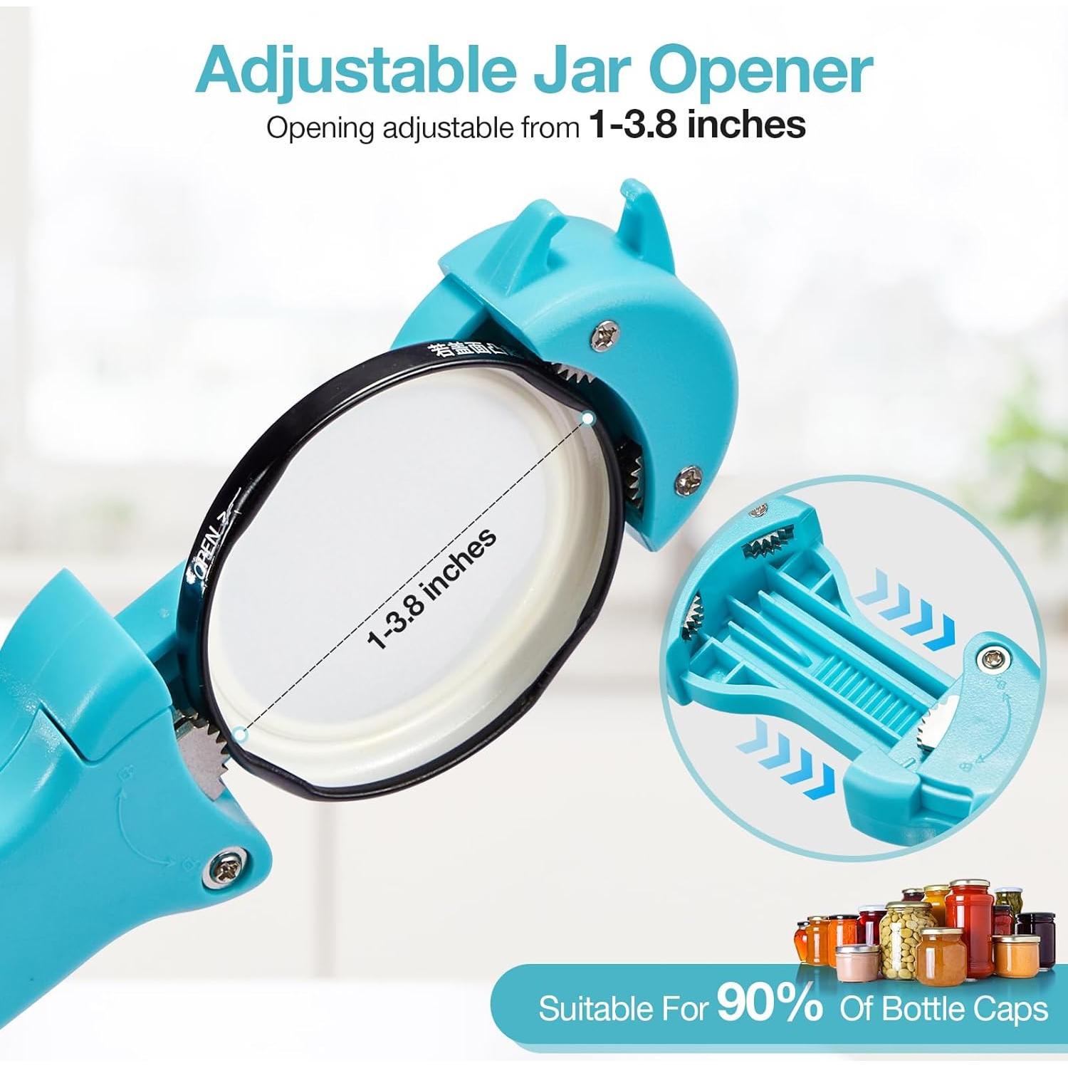Abridor de Tarros y Botellas UYWLYCL 7 en 1 Ergonómico Cian