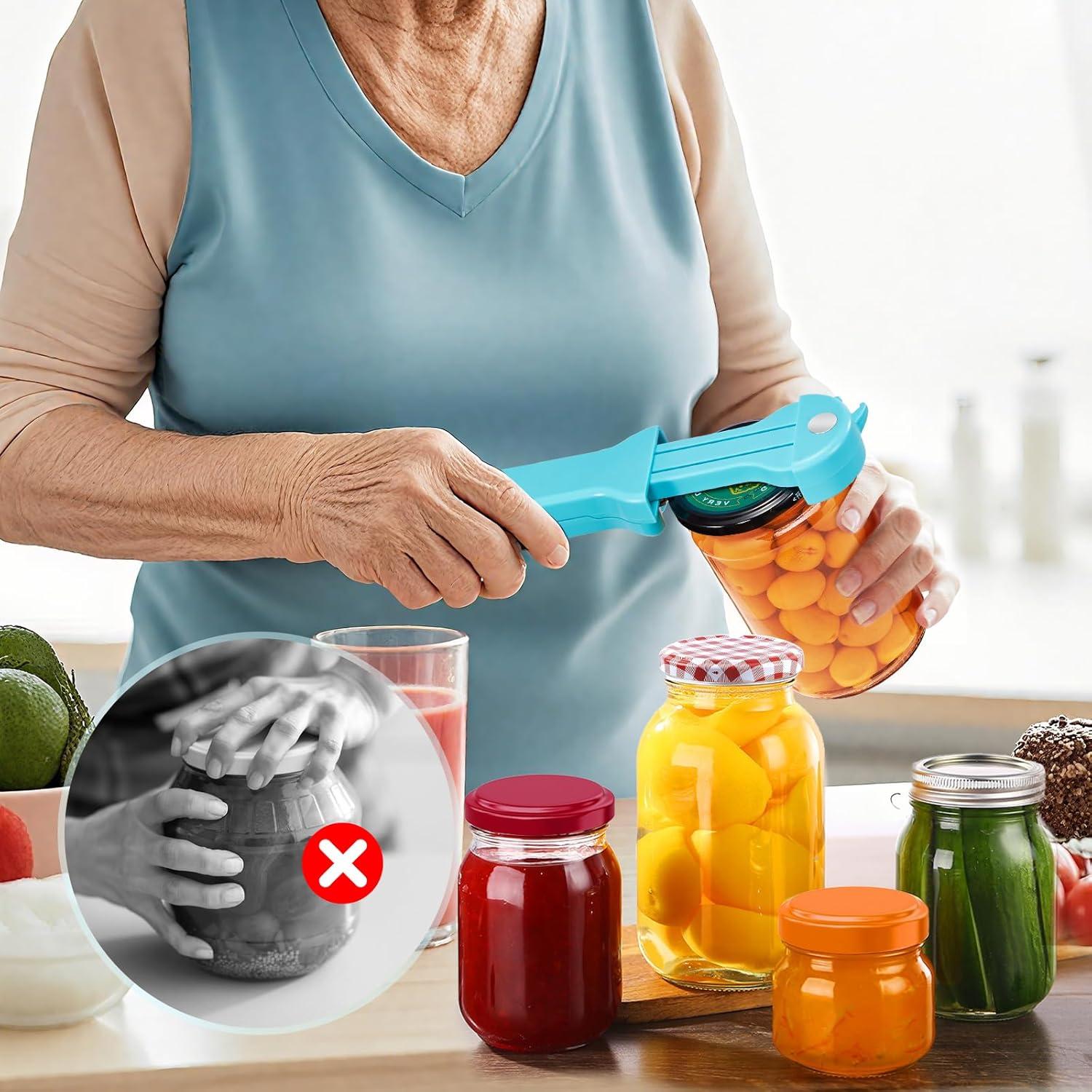 Abridor de Tarros y Botellas UYWLYCL 7 en 1 Ergonómico Cian