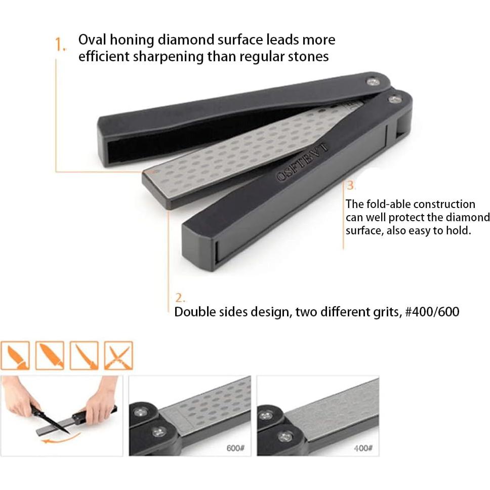 Afilador de cuchillos de diamante OSFTBVT portátil negro #400/#600