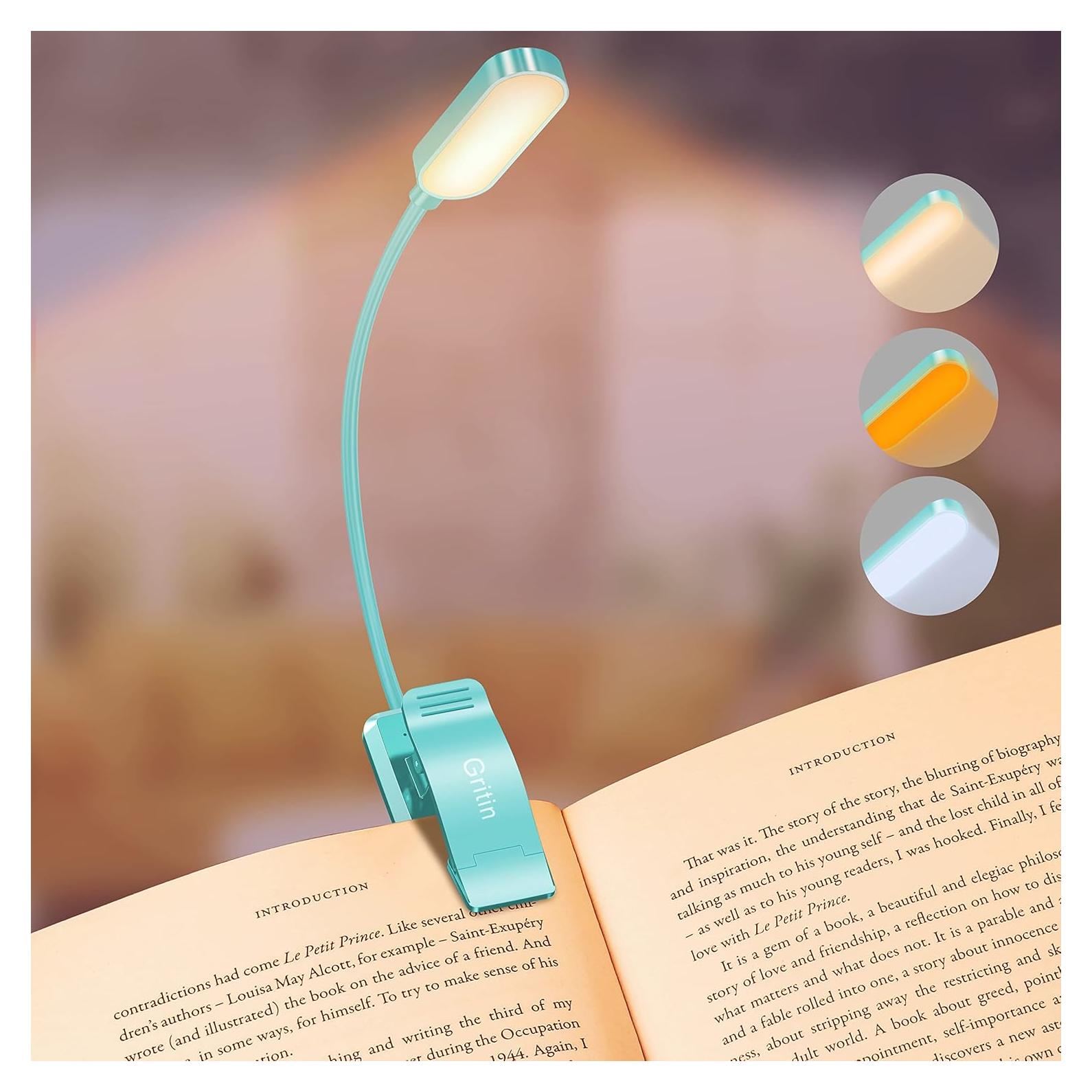 Luz de Libro Gritin Recargable LED 3 Temperaturas Azul