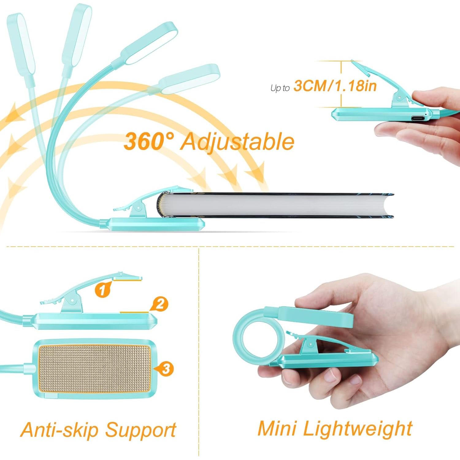 Luz de Libro Gritin Recargable LED 3 Temperaturas Azul