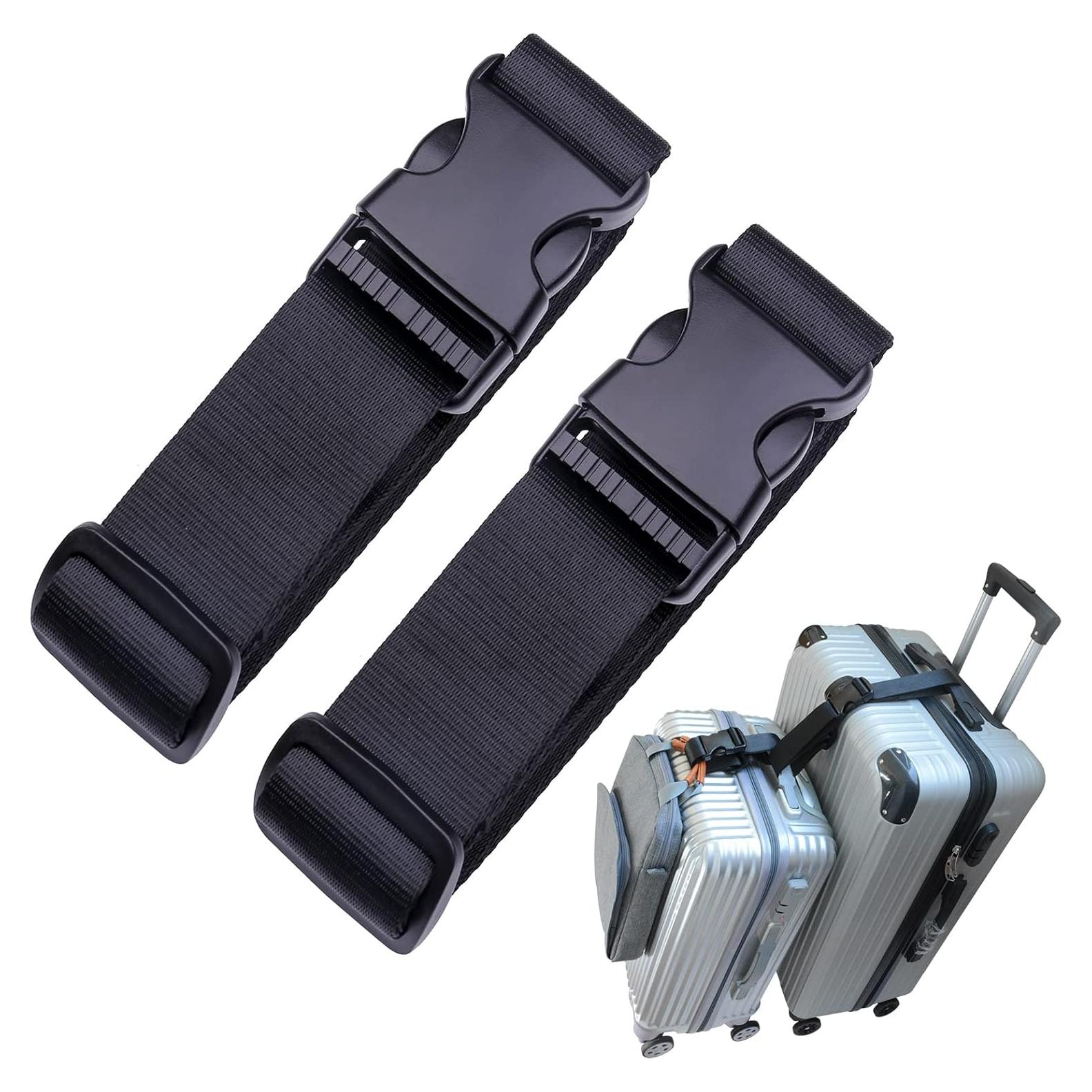 Correas de Equipaje RUMILLA Ajustables Nylon 2 Unidades Negro