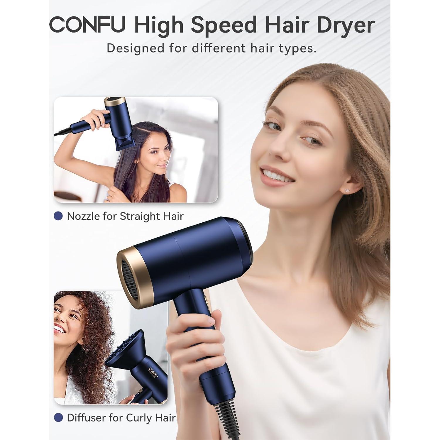 Secador de Pelo CONFU 1600W con Difusor y 3 Temperaturas