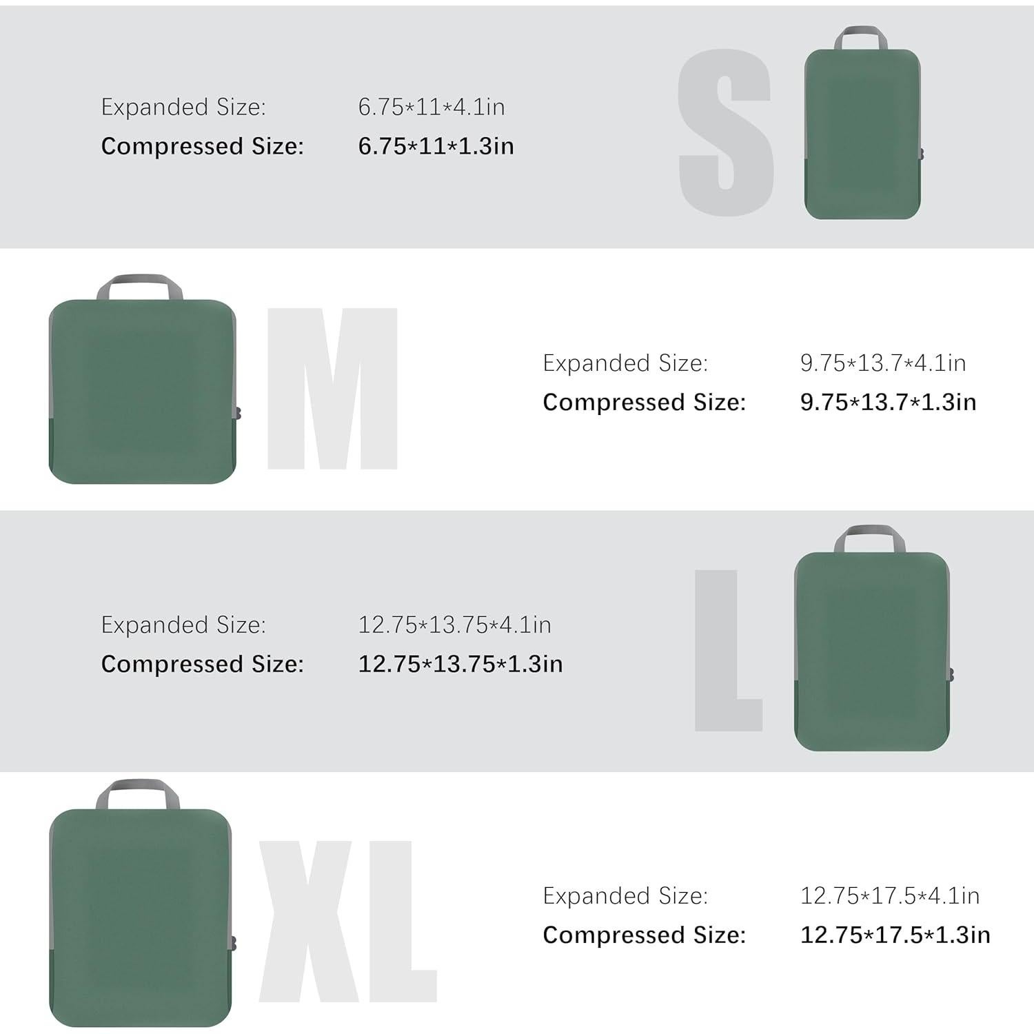 Set de 4 Cubos de Compresión Panda Joys - Organizador de Viaje Verde