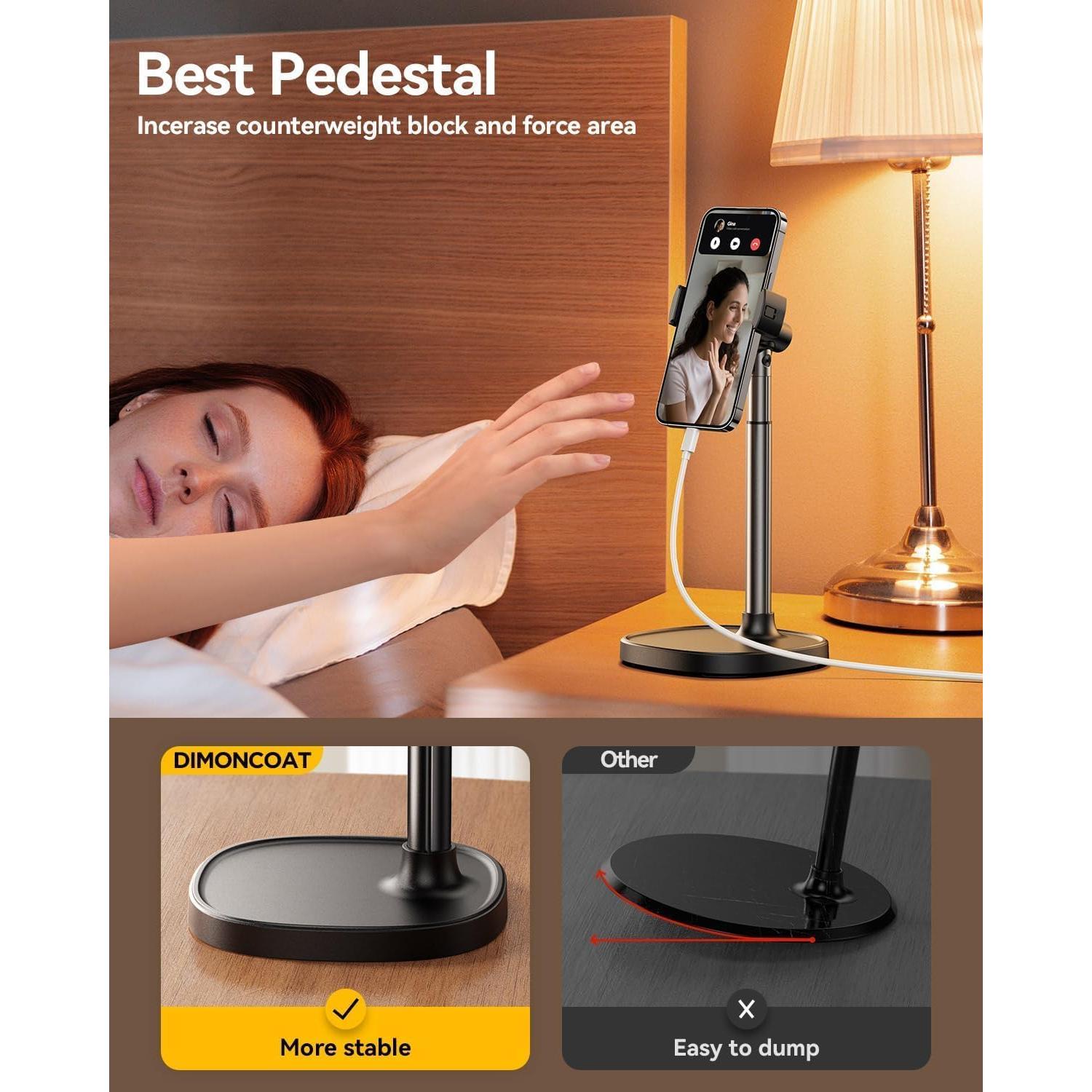 Soporte para teléfono DIMONCOAT ajustable negro con base pesada