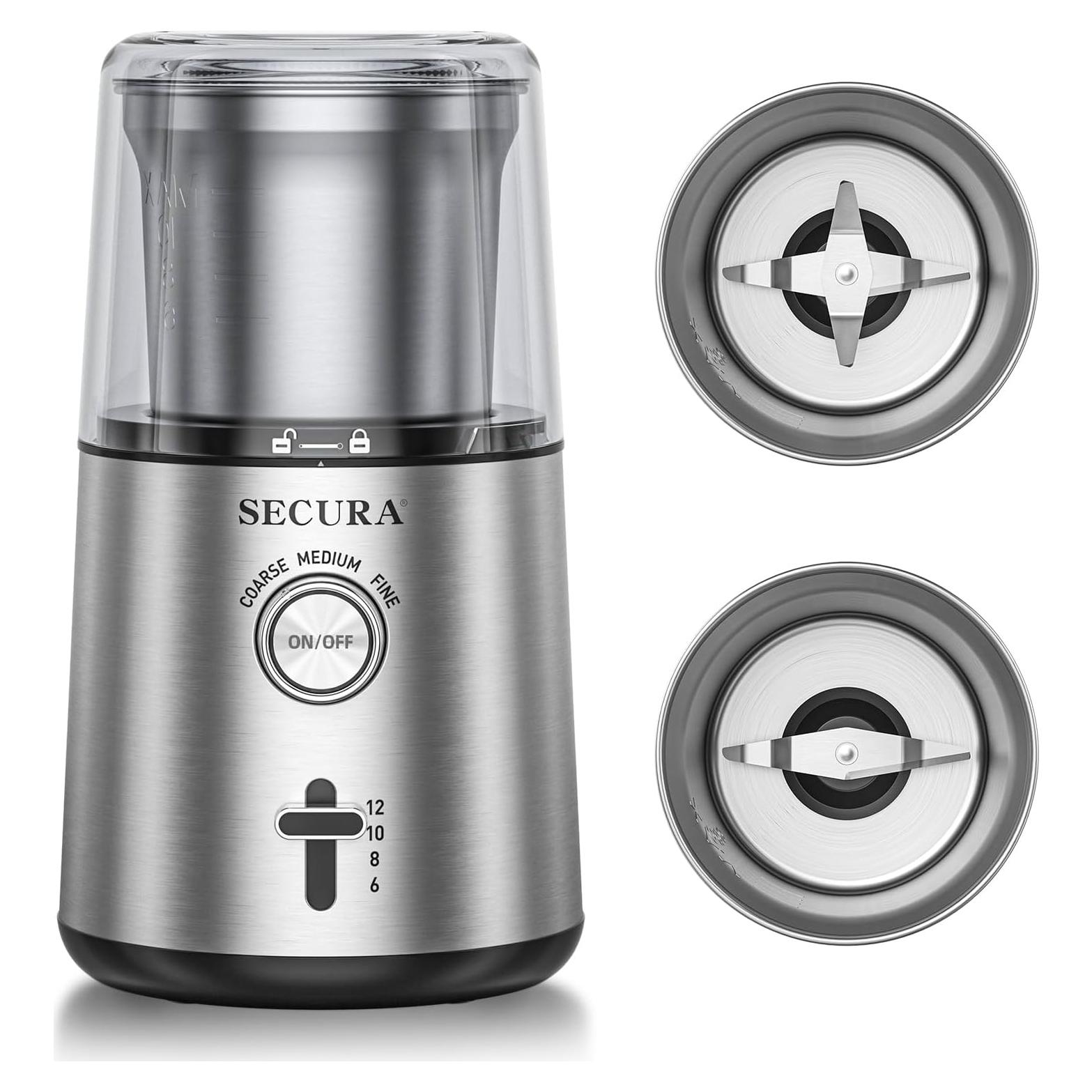 Molino de café eléctrico Secura 12 tazas acero inoxidable