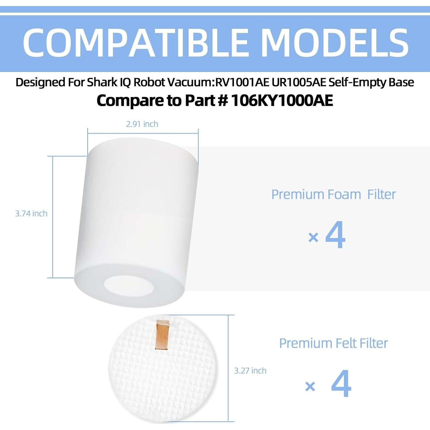 Filtros de Espuma Shark R101HFF 4 Pack Compatible Aspiradora