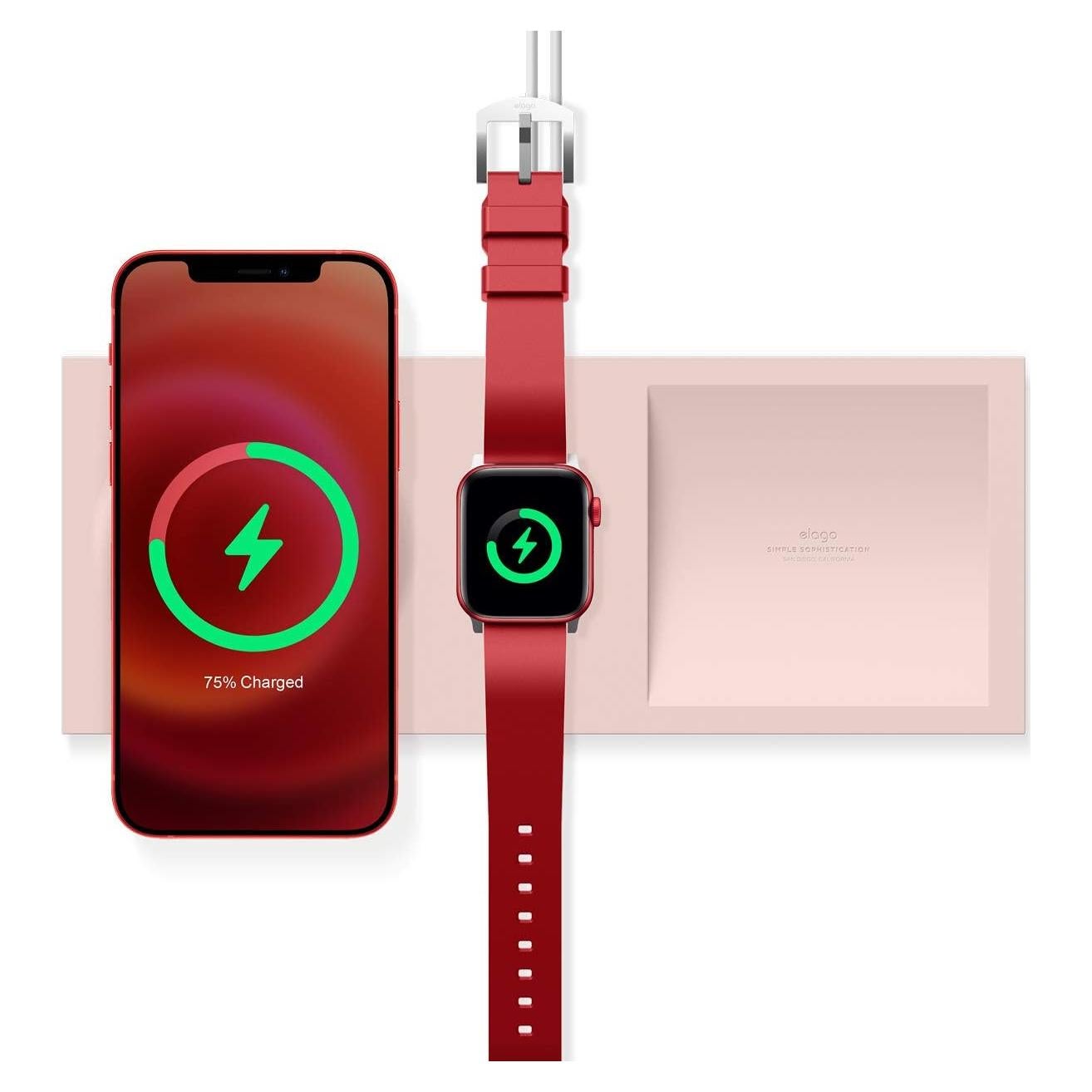 Bandeja de Carga Doble elago Rosa Arena para iPhone y Apple Watch
