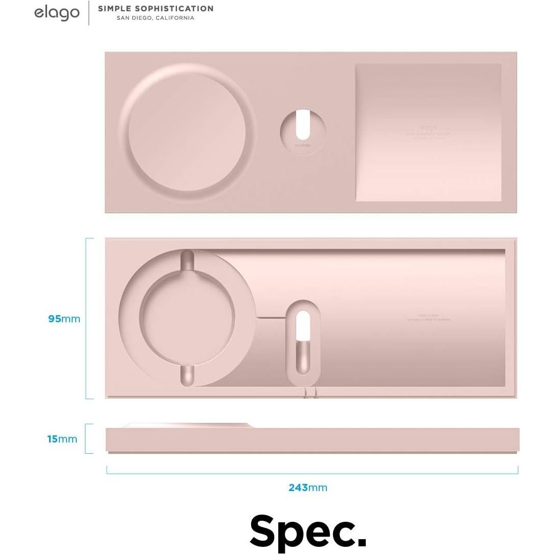 Bandeja de Carga Doble elago Rosa Arena para iPhone y Apple Watch