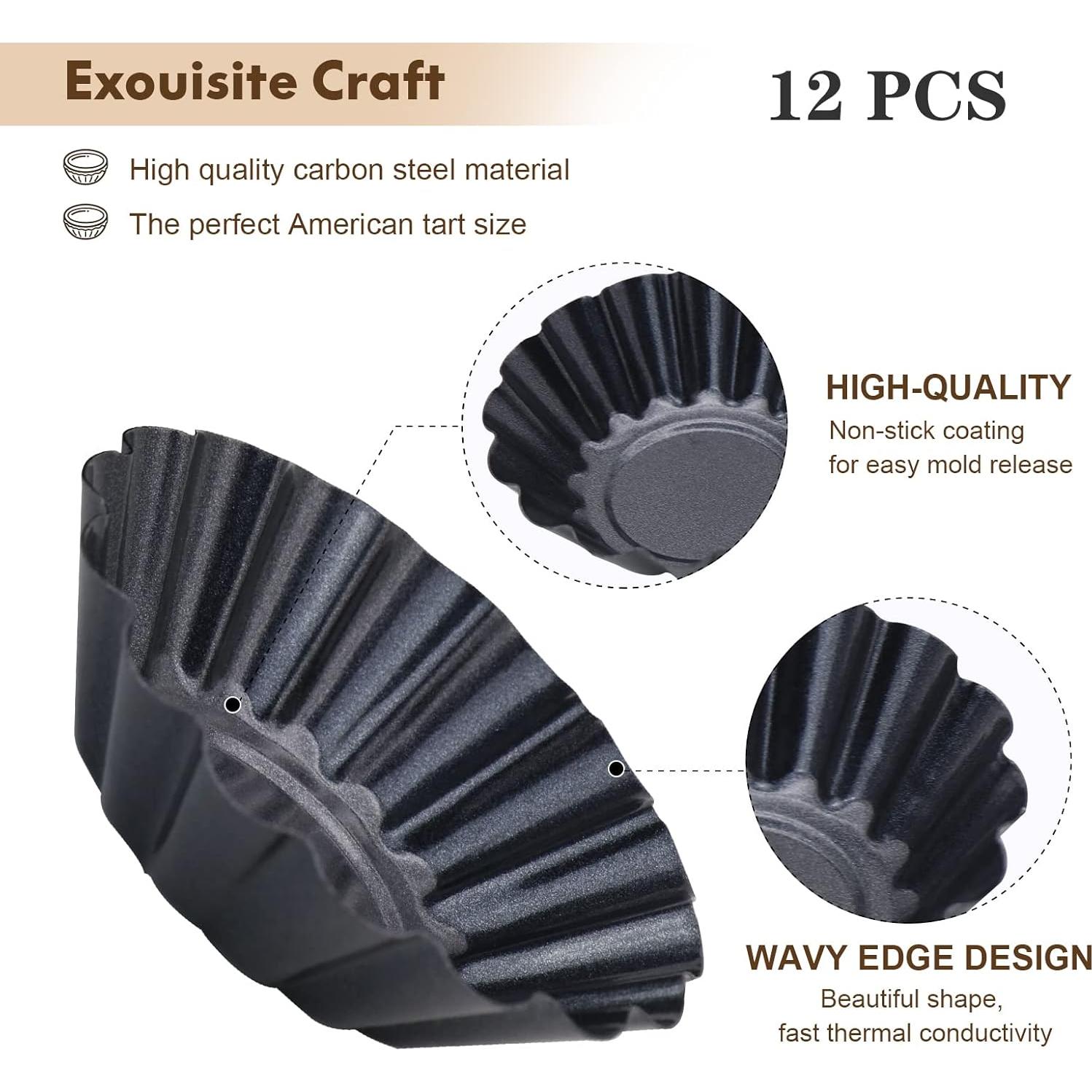 Moldes para Tartas RICHSC-PAN 12 PCS Antiadherentes 7.6 cm