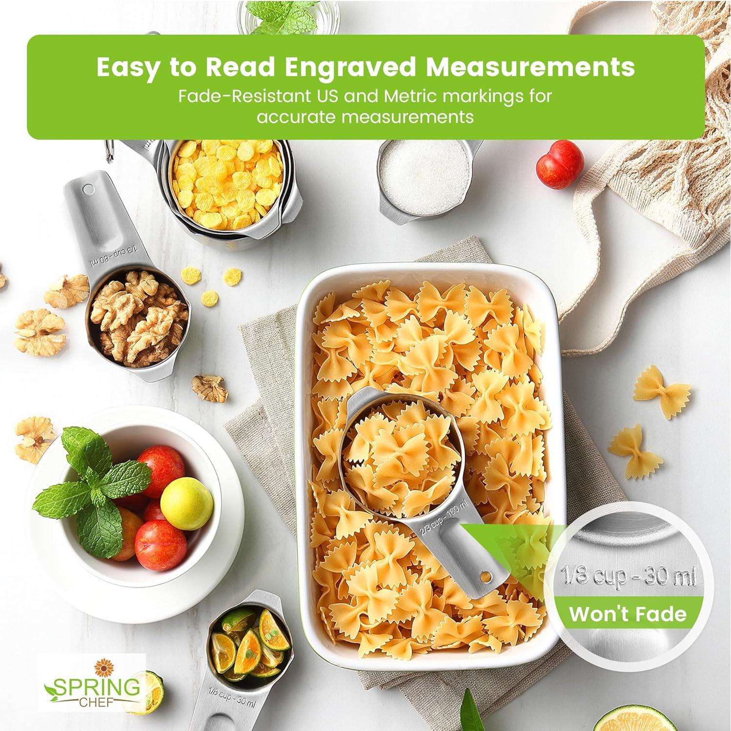 Juego de Tazas y Cucharas Medidoras Spring Chef Acero Inoxidable