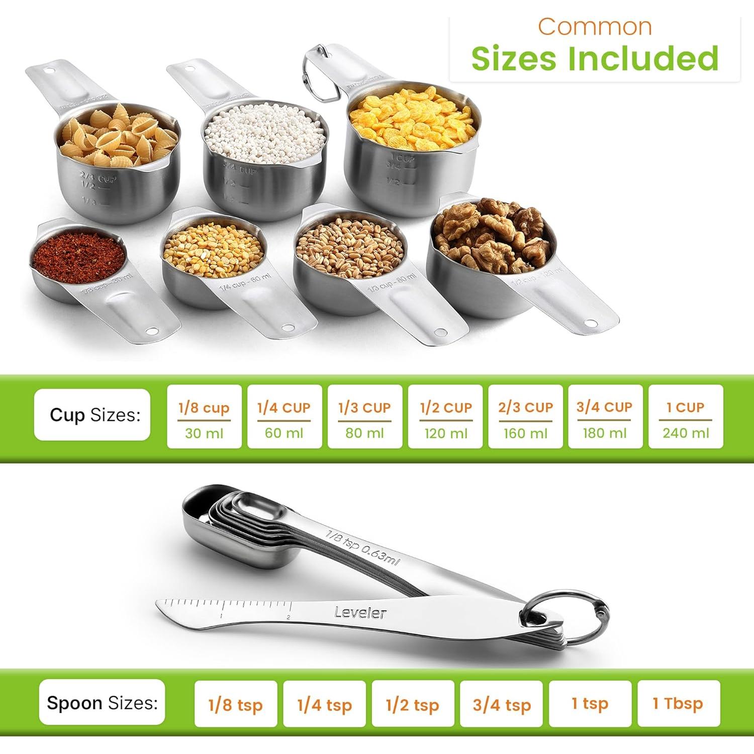 Juego de Tazas y Cucharas Medidoras Spring Chef Acero Inoxidable