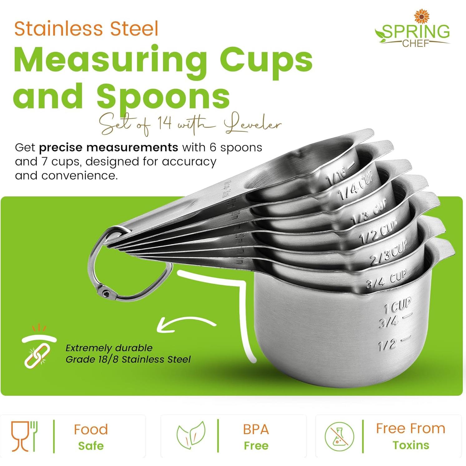 Juego de Tazas y Cucharas Medidoras Spring Chef Acero Inoxidable