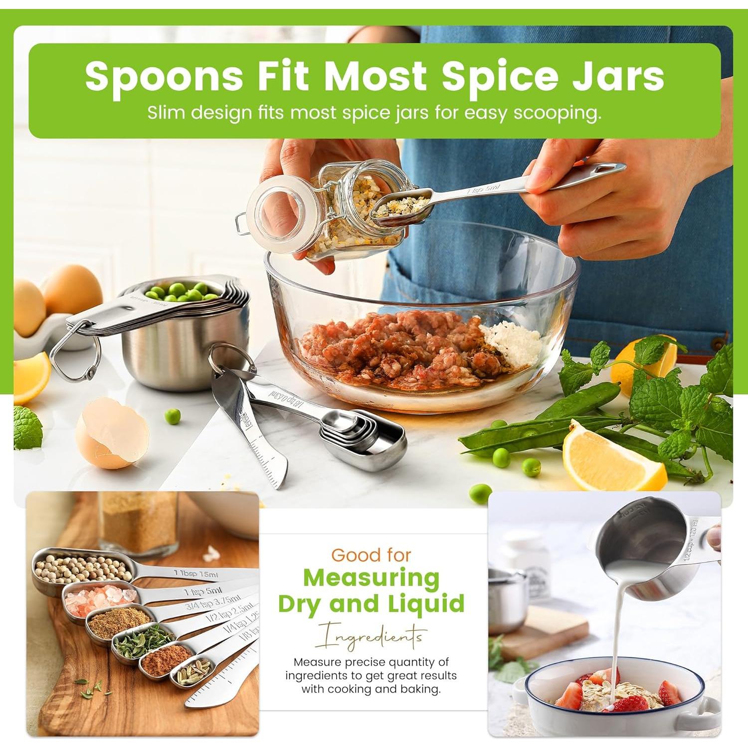 Juego de Tazas y Cucharas Medidoras Spring Chef Acero Inoxidable