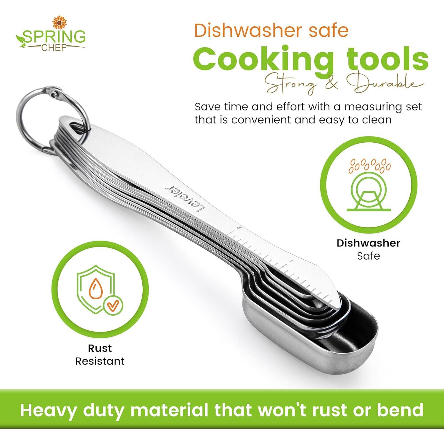 Juego de Tazas y Cucharas Medidoras Spring Chef Acero Inoxidable