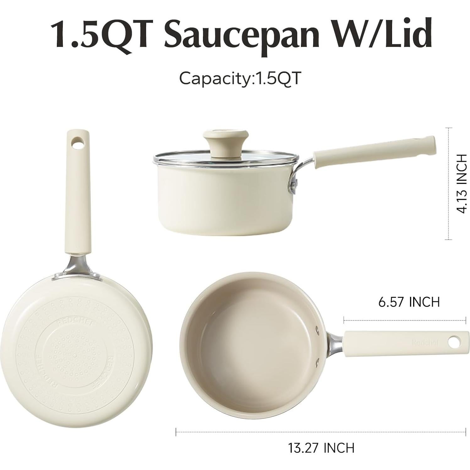 Cacerola Antiadherente Redchef 1.5L Cerámica con Tapa