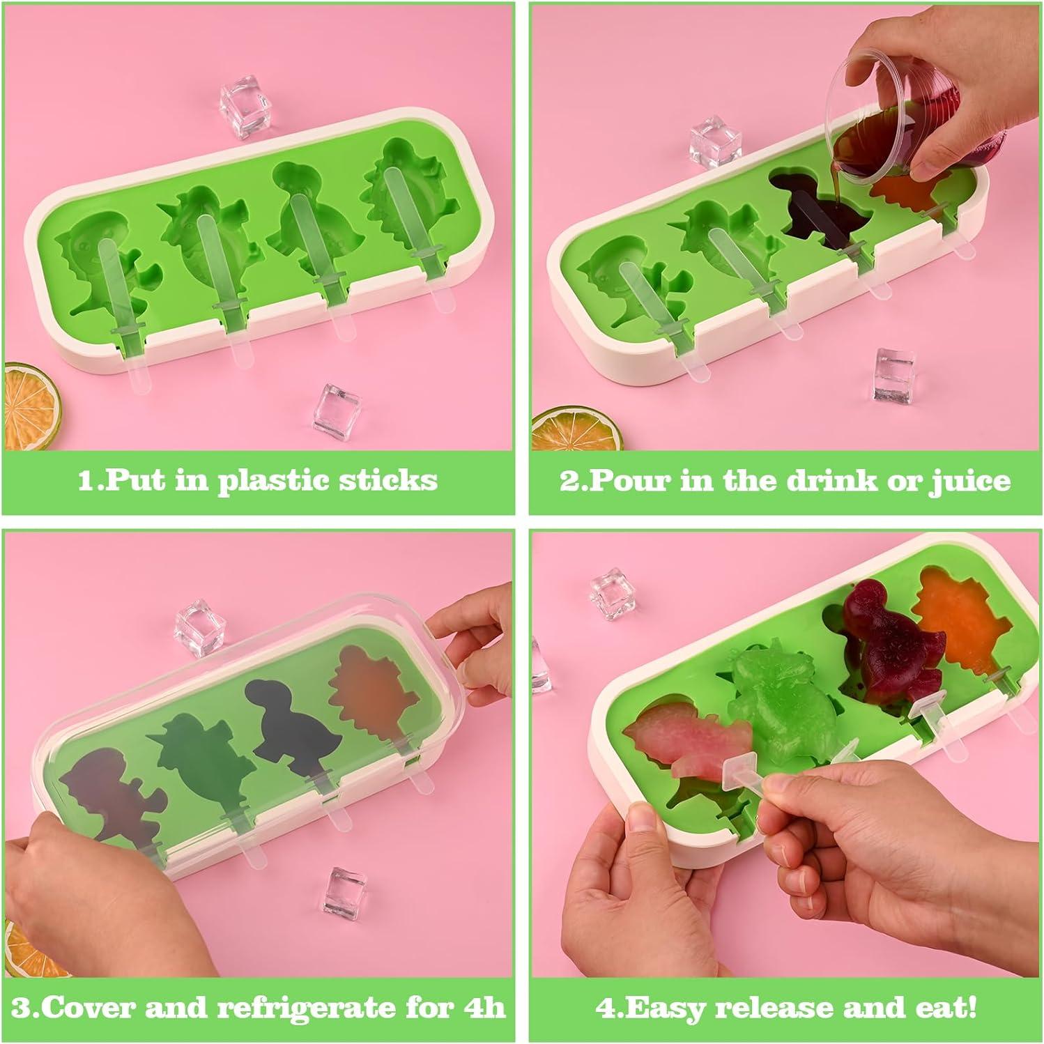 Moldes de Silicona para Paletas Sakolla 2 Pcs 4 Cavidades