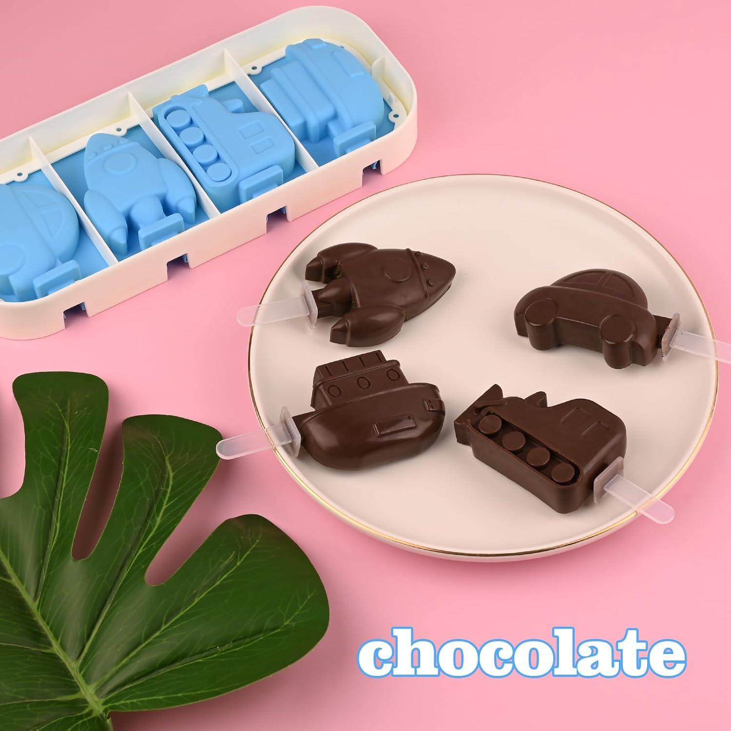 Moldes de Silicona para Paletas Sakolla 2 Pcs 4 Cavidades