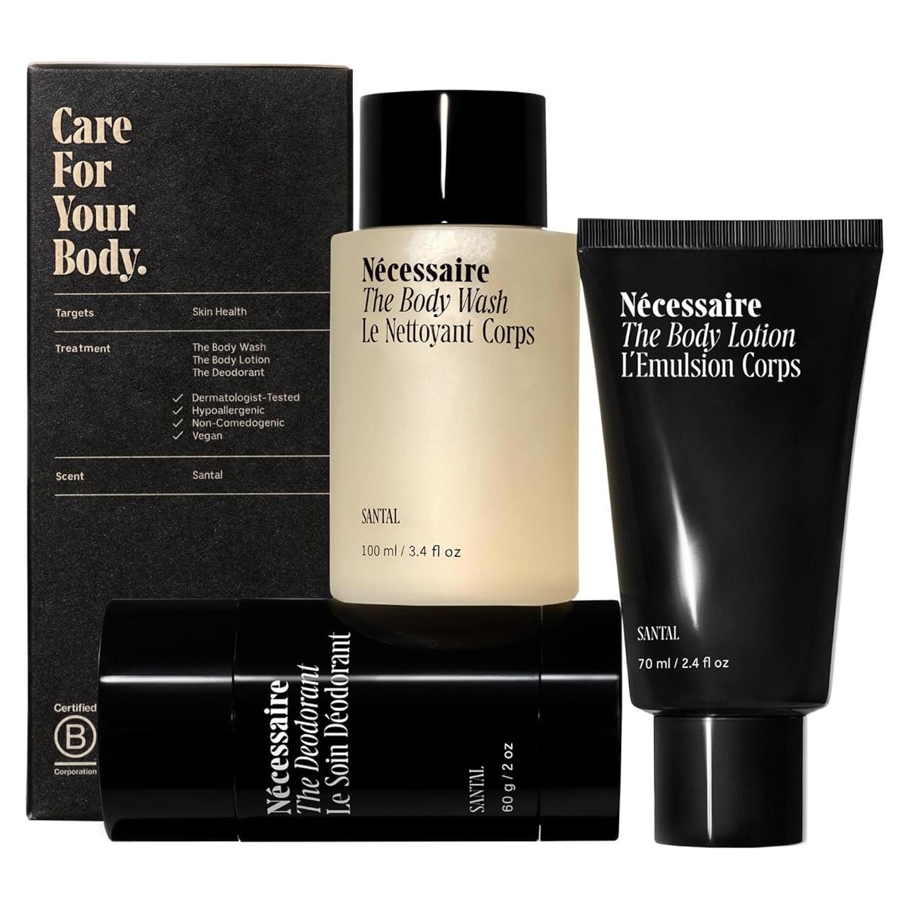 Set de Cuidado Corporal Nécessaire - Gel, Loción y Desodorante Sándalo