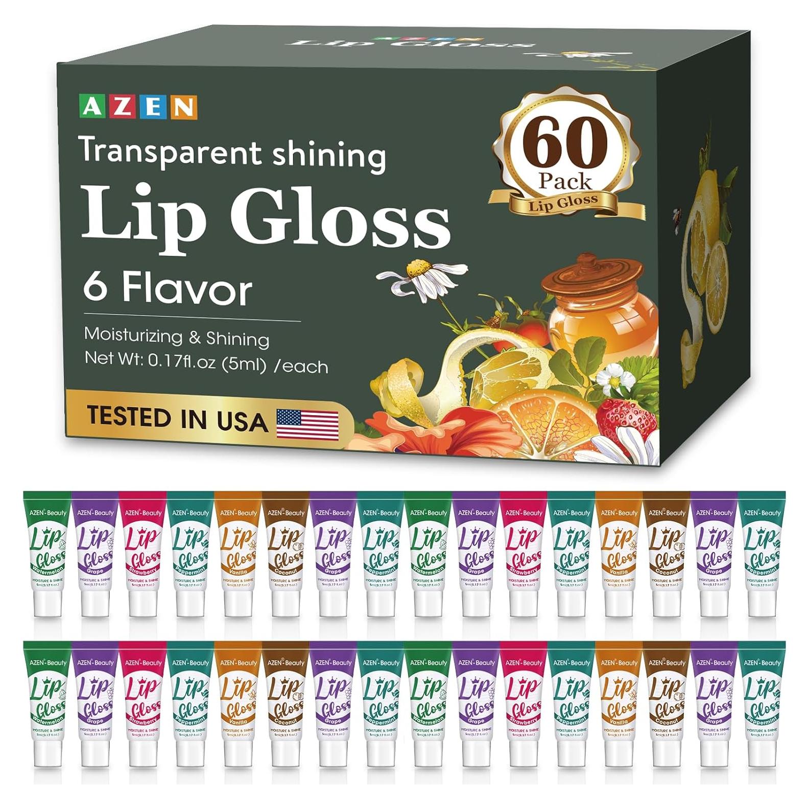 Set de 60 Brillos Labiales Transparentes AZEN - Hidratante con Vitamina E