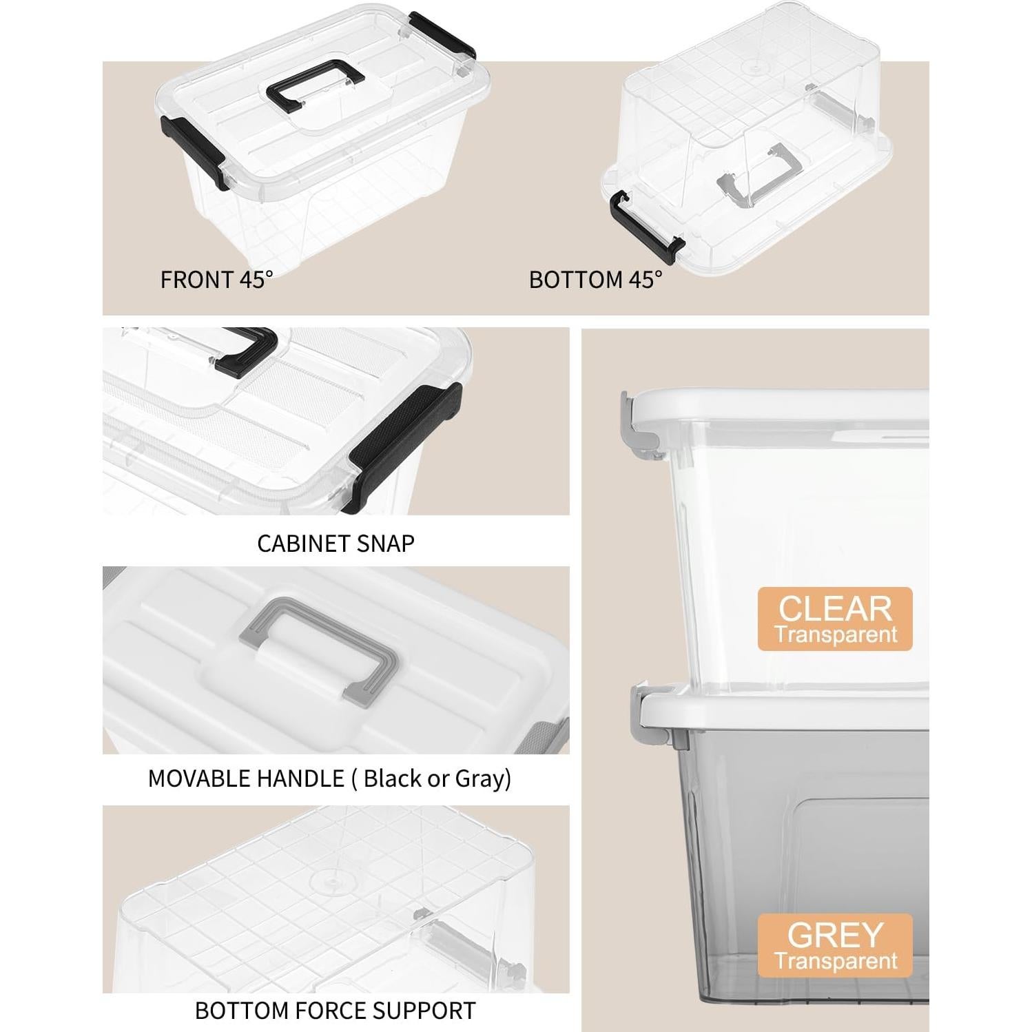 Bins de Almacenamiento NUMIFUN 26.5L Paquete de 6 Apilables