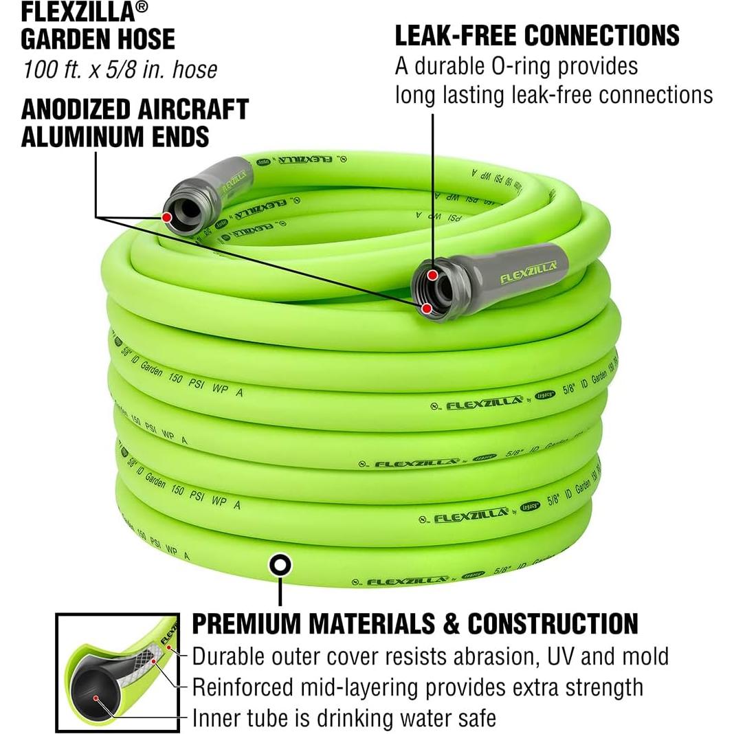 Carrete de Manguera Suncast 68.58 m + Manguera Flexzilla 30.48 m