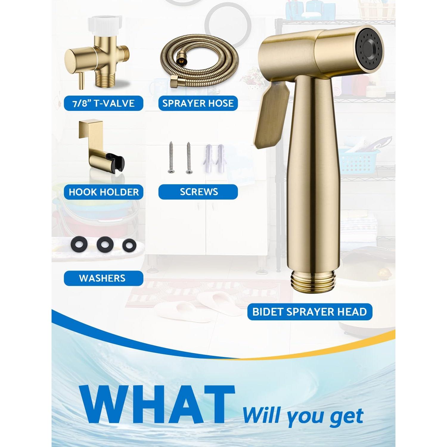 Rociador de Bidet de Mano BRITULIF Dorado para Inodoro