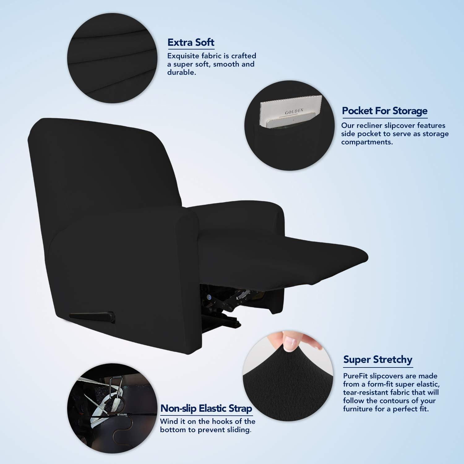 Funda de Sofá Recliner PureFit Antideslizante Negra 78.74x76.2cm