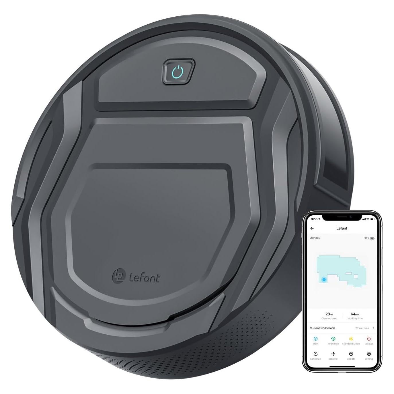 Lefant Robot Vacuums, 2200Pa Suction, 120 Min Runtime, WiFi/App/Alexa Control, Anti-Collision/Drop Sensor, Self-Charging Robotic Vacuum Cleaner, Slim, Q