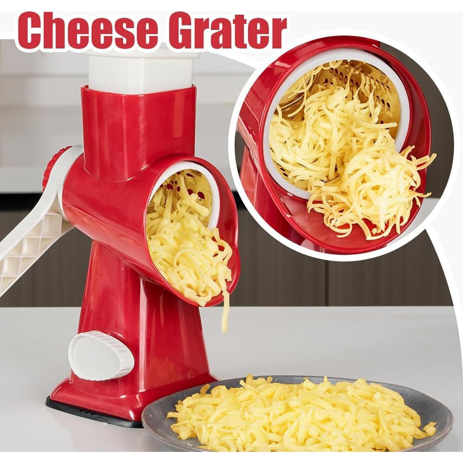 Rallador de Queso Rotativo KalraMay Acero Inoxidable Rojo