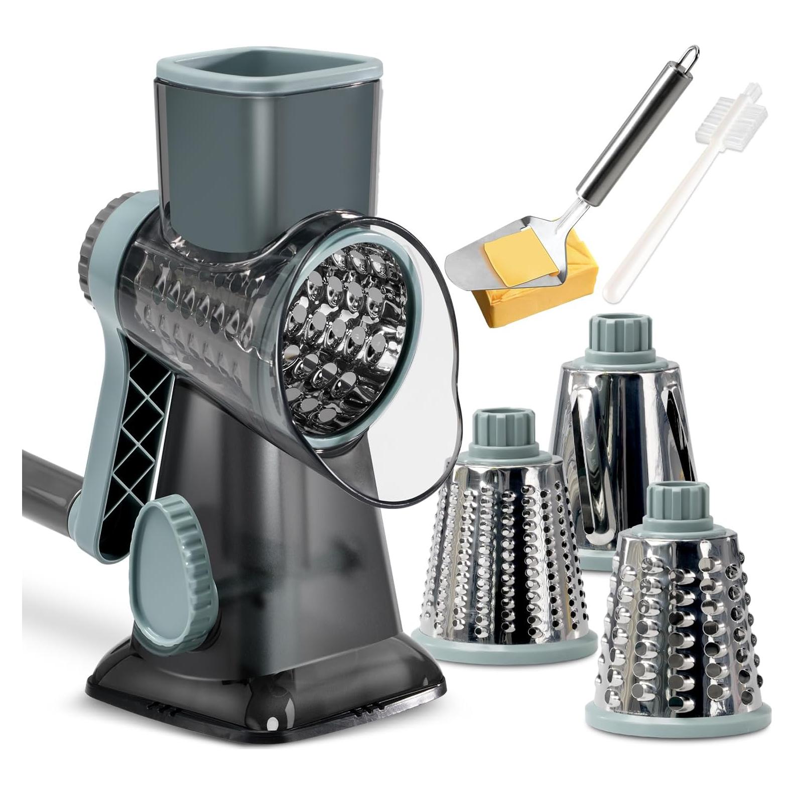 Rallador de Queso Rotativo KEOUKE 3 Cuchillas Intercambiables