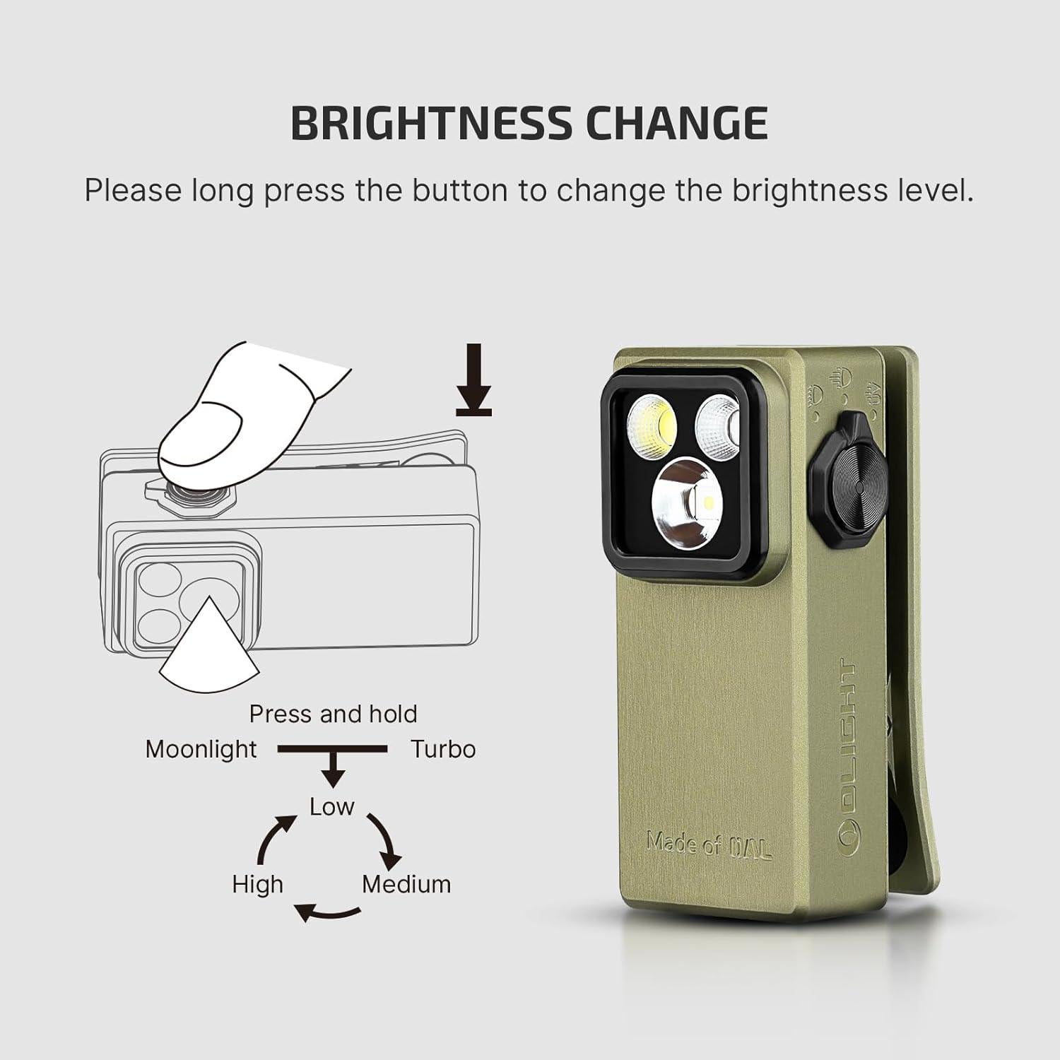 Linterna EDC OLIGHT Oclip Ultra 530 Lúmenes Recargable Verde