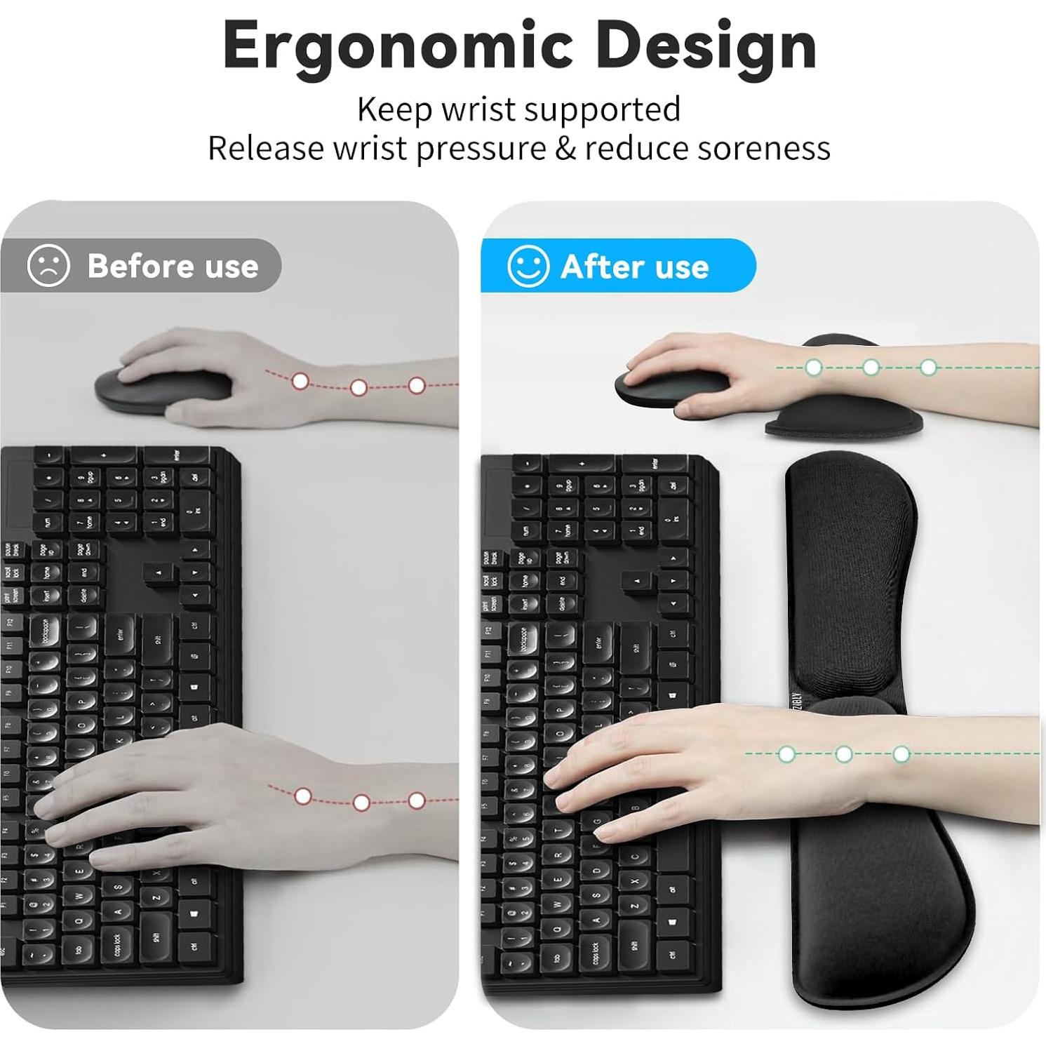 Reposamuñecas Ergonómico de Gel Zibly - 2 Piezas para Teclado y Mouse