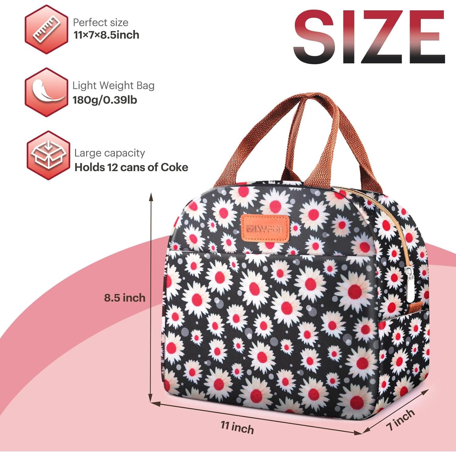 Bolsa de Almuerzo Aislada EASYFUN 10.98L Flor Roja