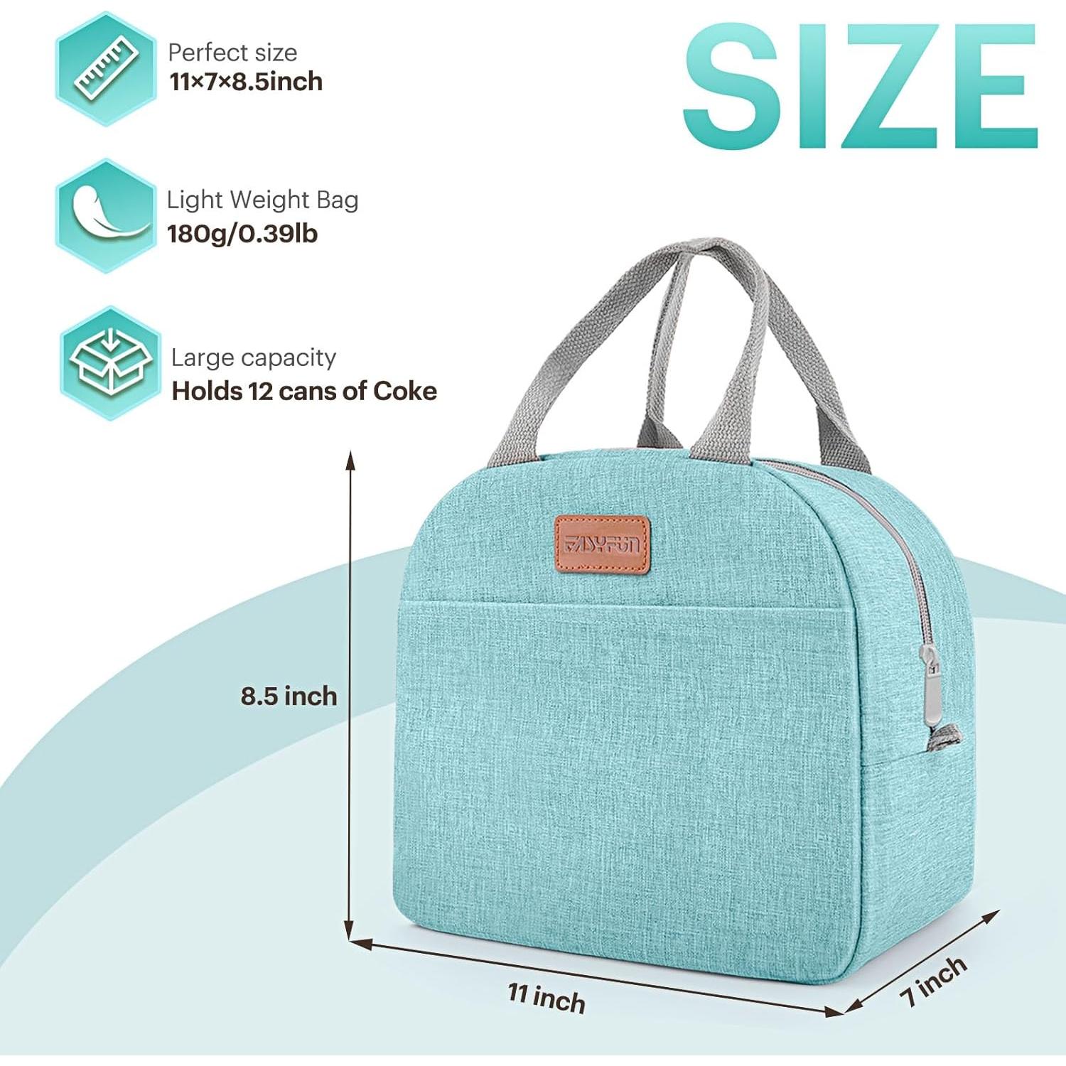 Bolsa de Almuerzo Aislada EASYFUN Verde Aqua 11L para Adultos