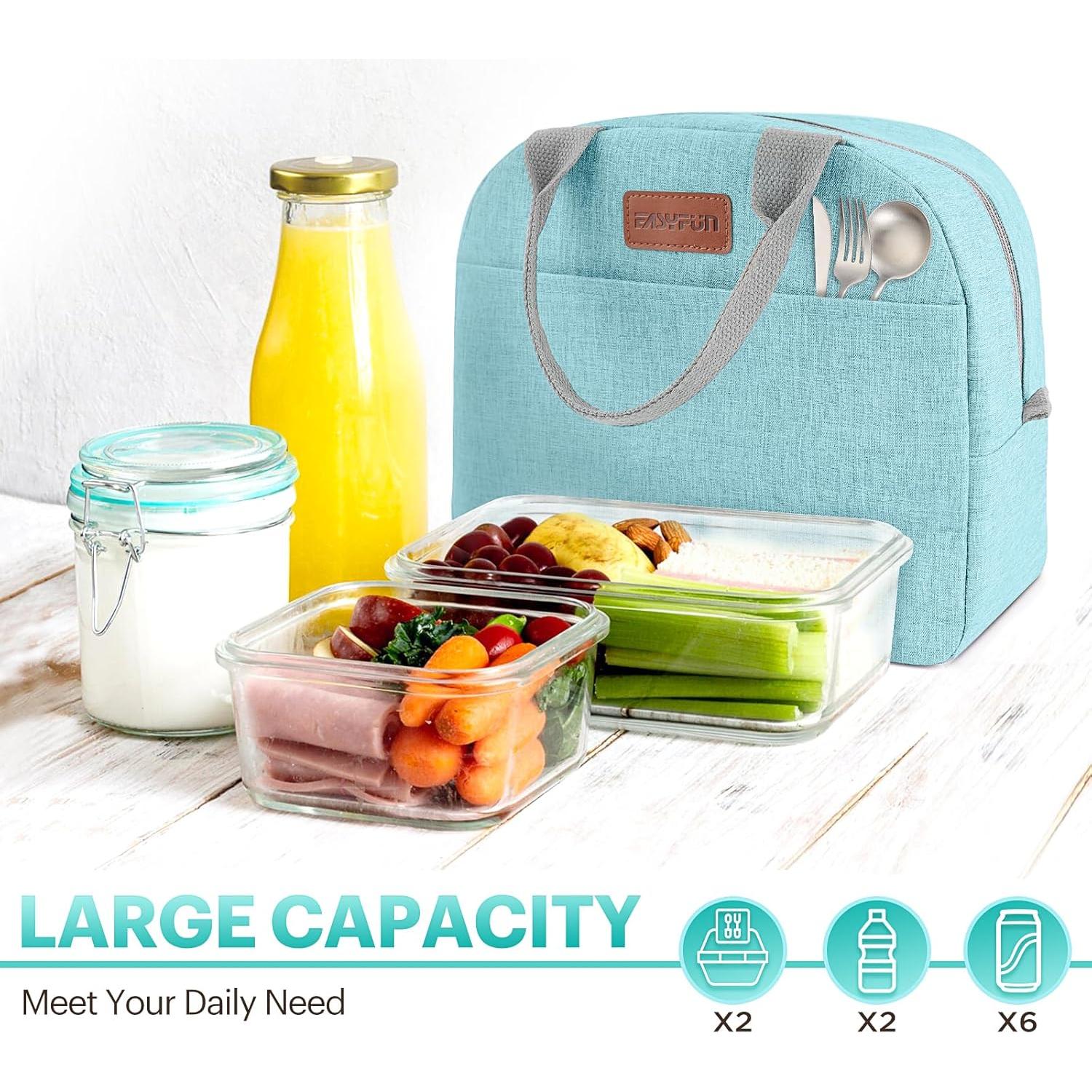 Bolsa de Almuerzo Aislada EASYFUN Verde Aqua 11L para Adultos