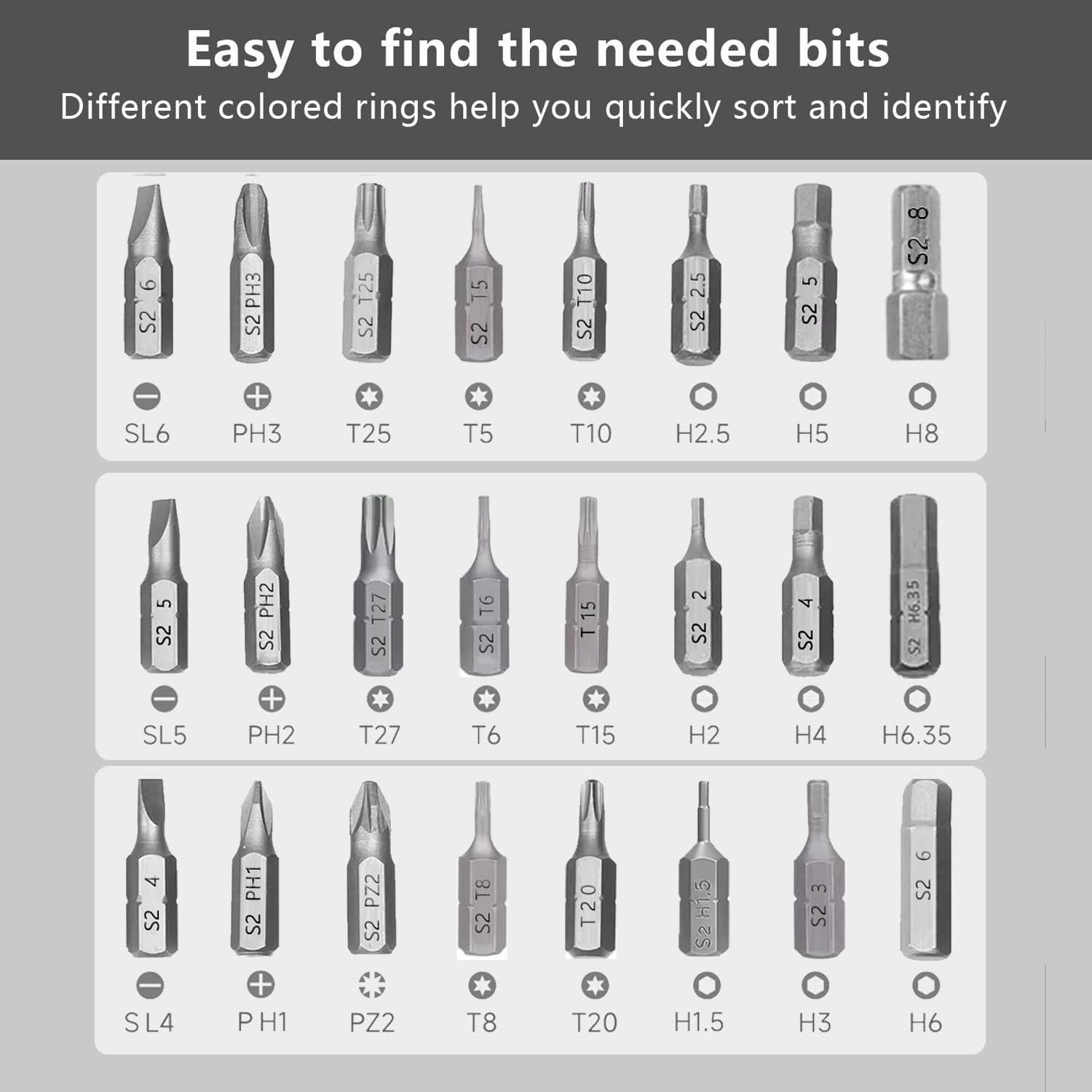 Juego de Destornilladores 24 en 1 LIMORUNS Magnético Gris