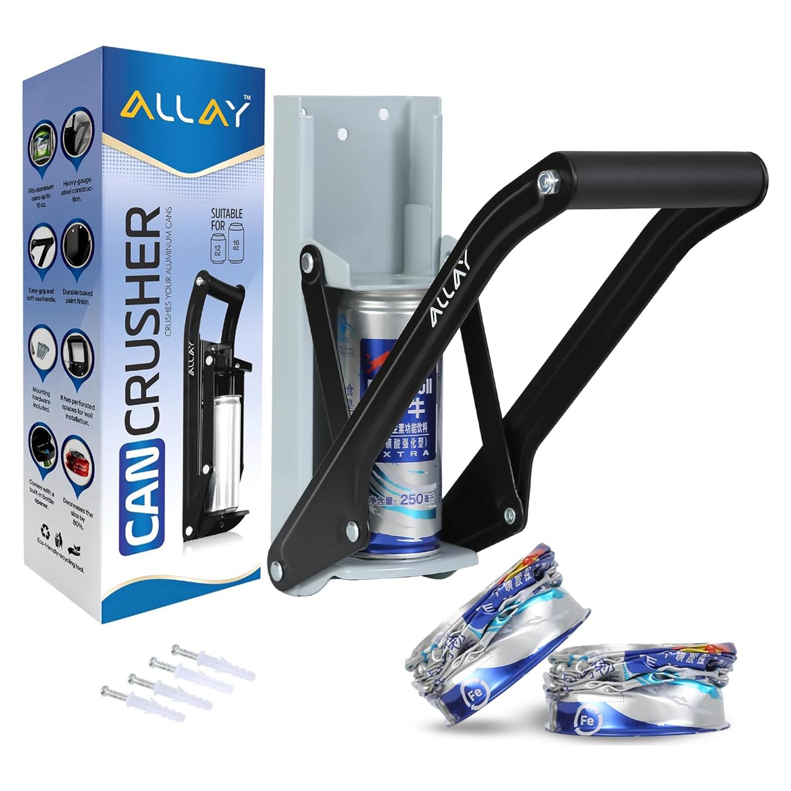ALLAY Trituradora de Latas Montada en Pared con Abrebotellas
