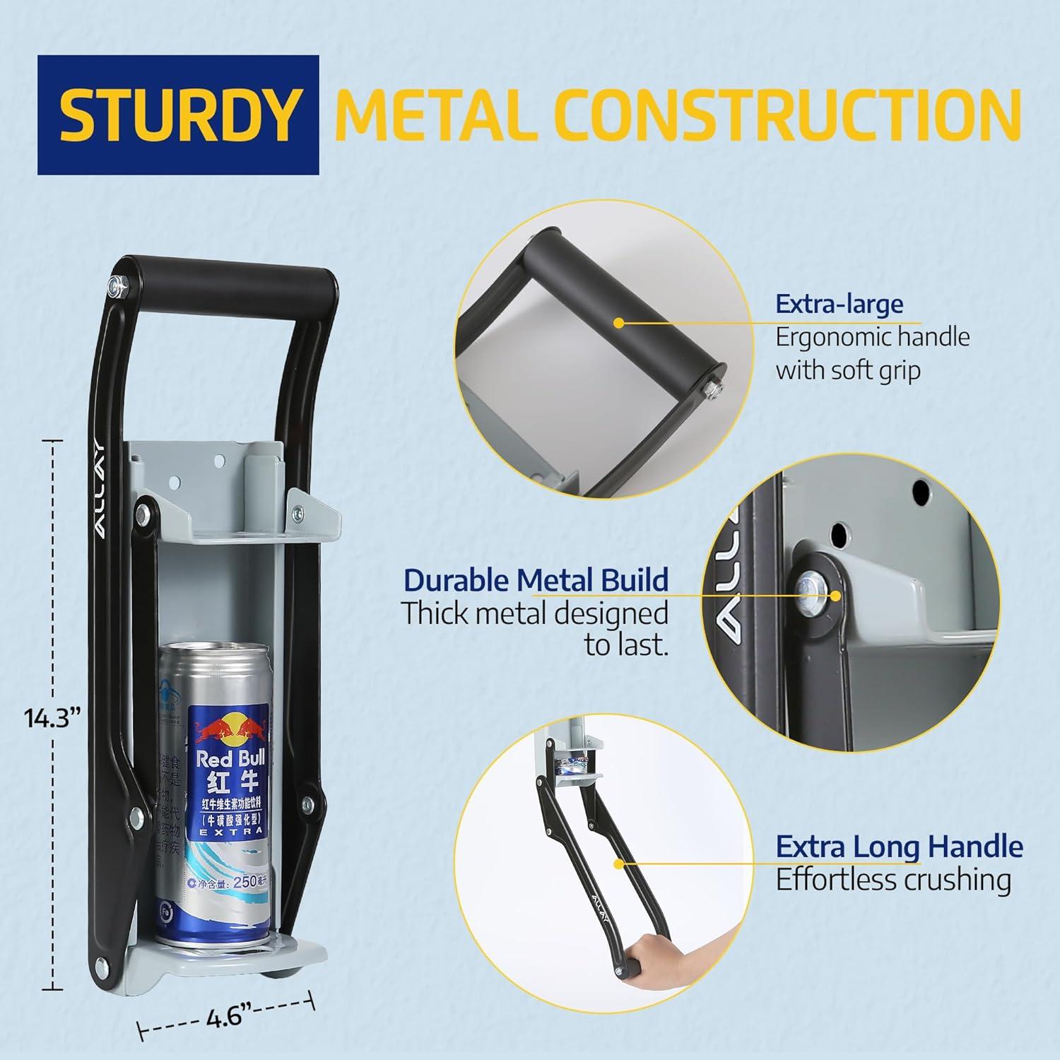 ALLAY Trituradora de Latas Montada en Pared con Abrebotellas