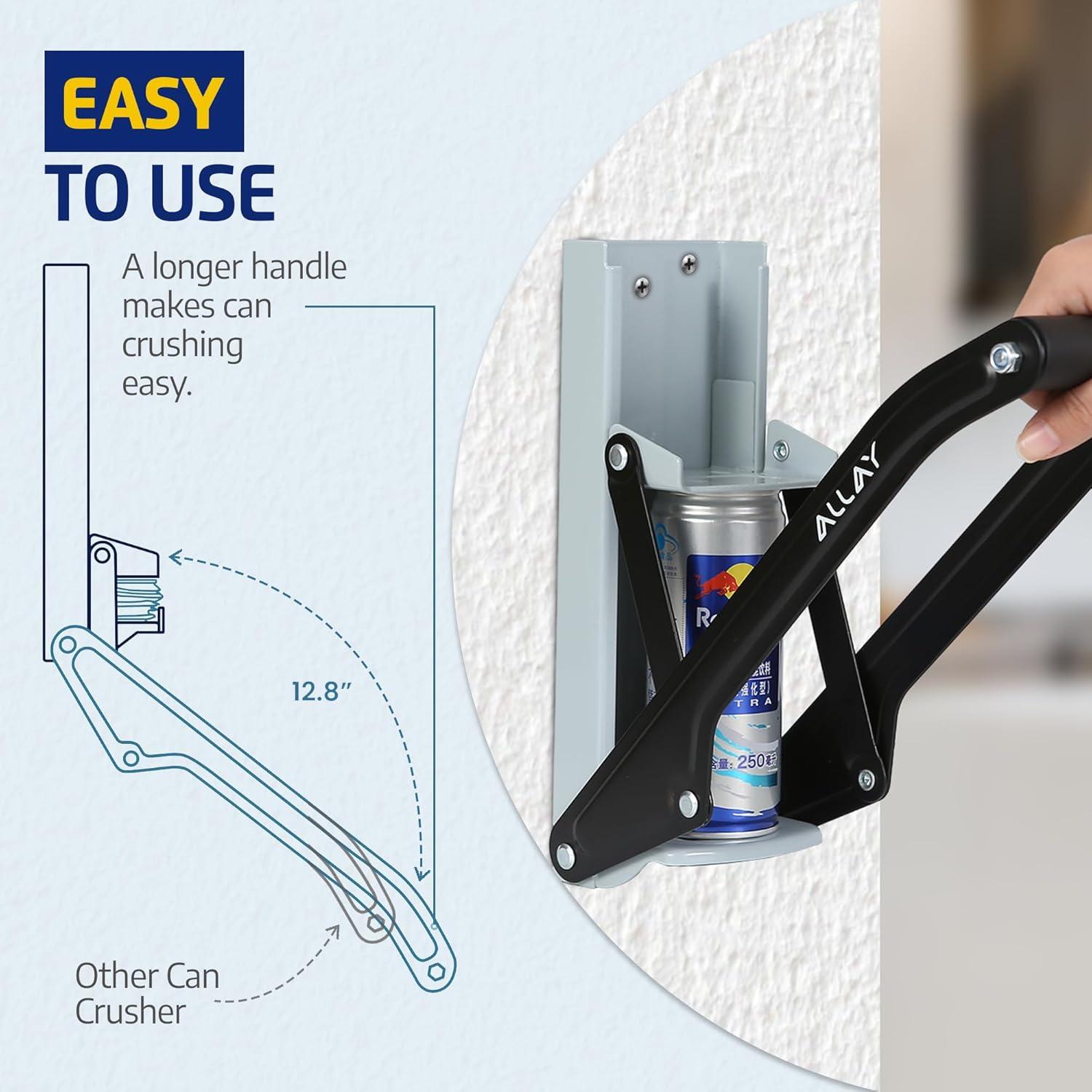 ALLAY Trituradora de Latas Montada en Pared con Abrebotellas