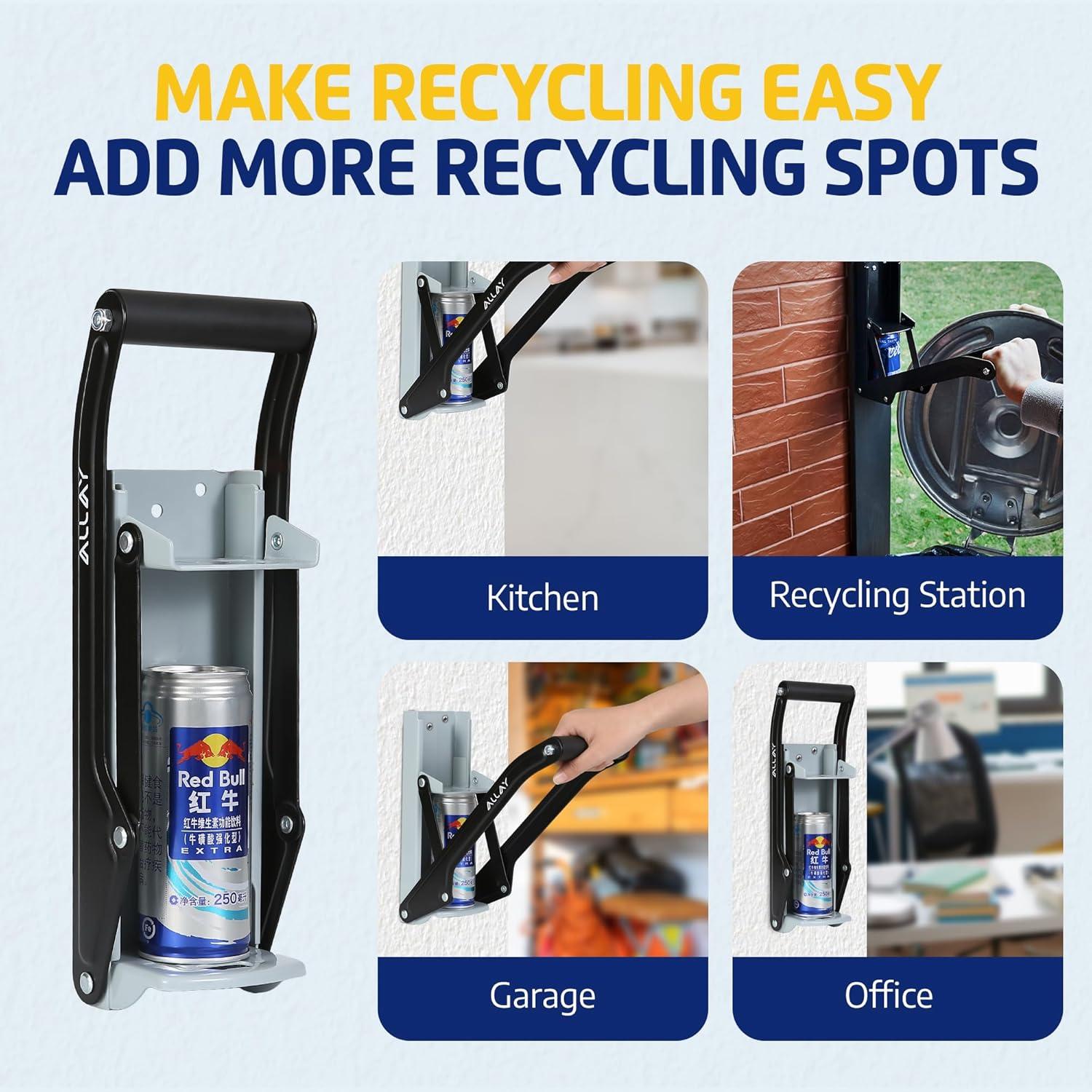 ALLAY Trituradora de Latas Montada en Pared con Abrebotellas