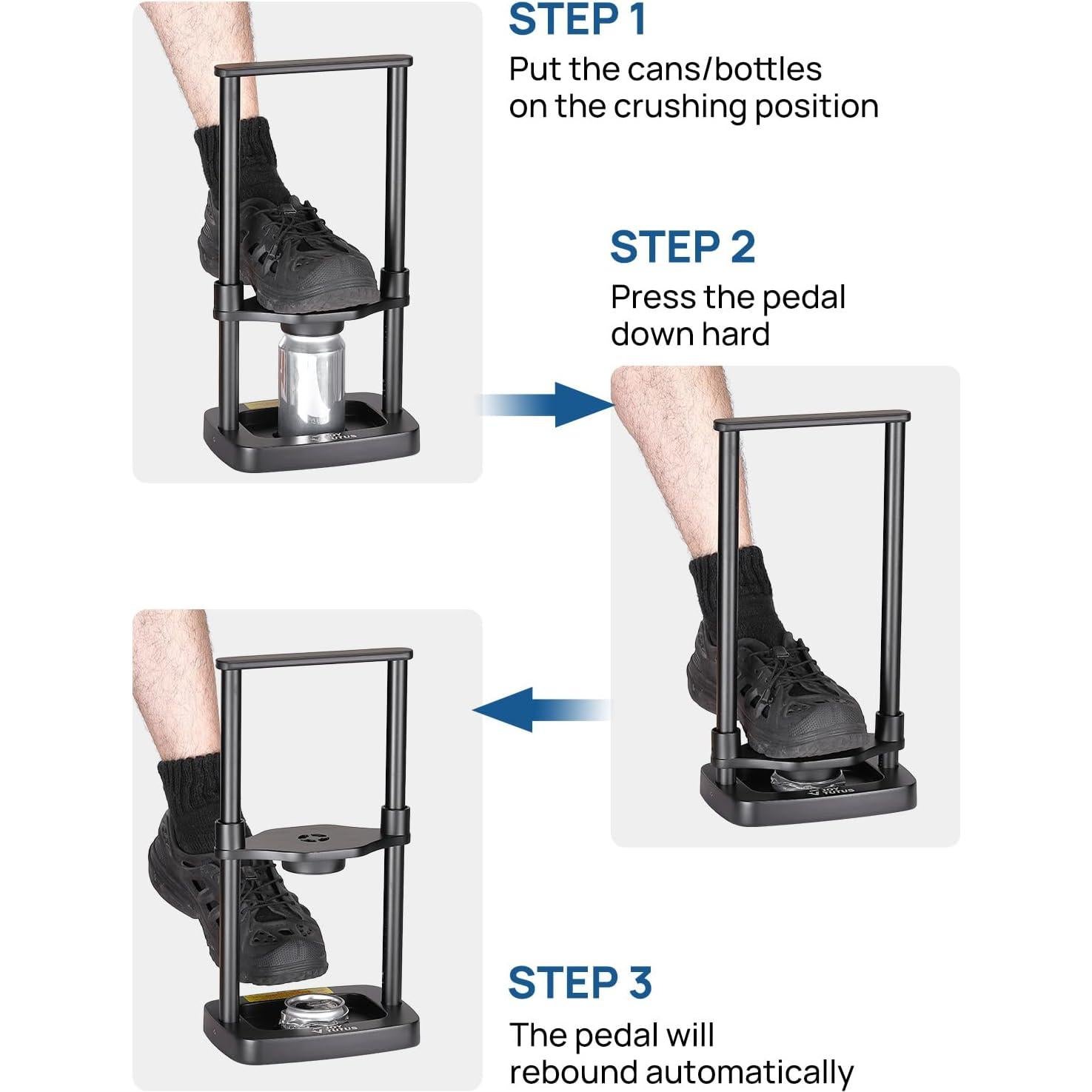 Trituradora de Latas JOYTUTUS Metal 12-24 oz Pedal Ecológica